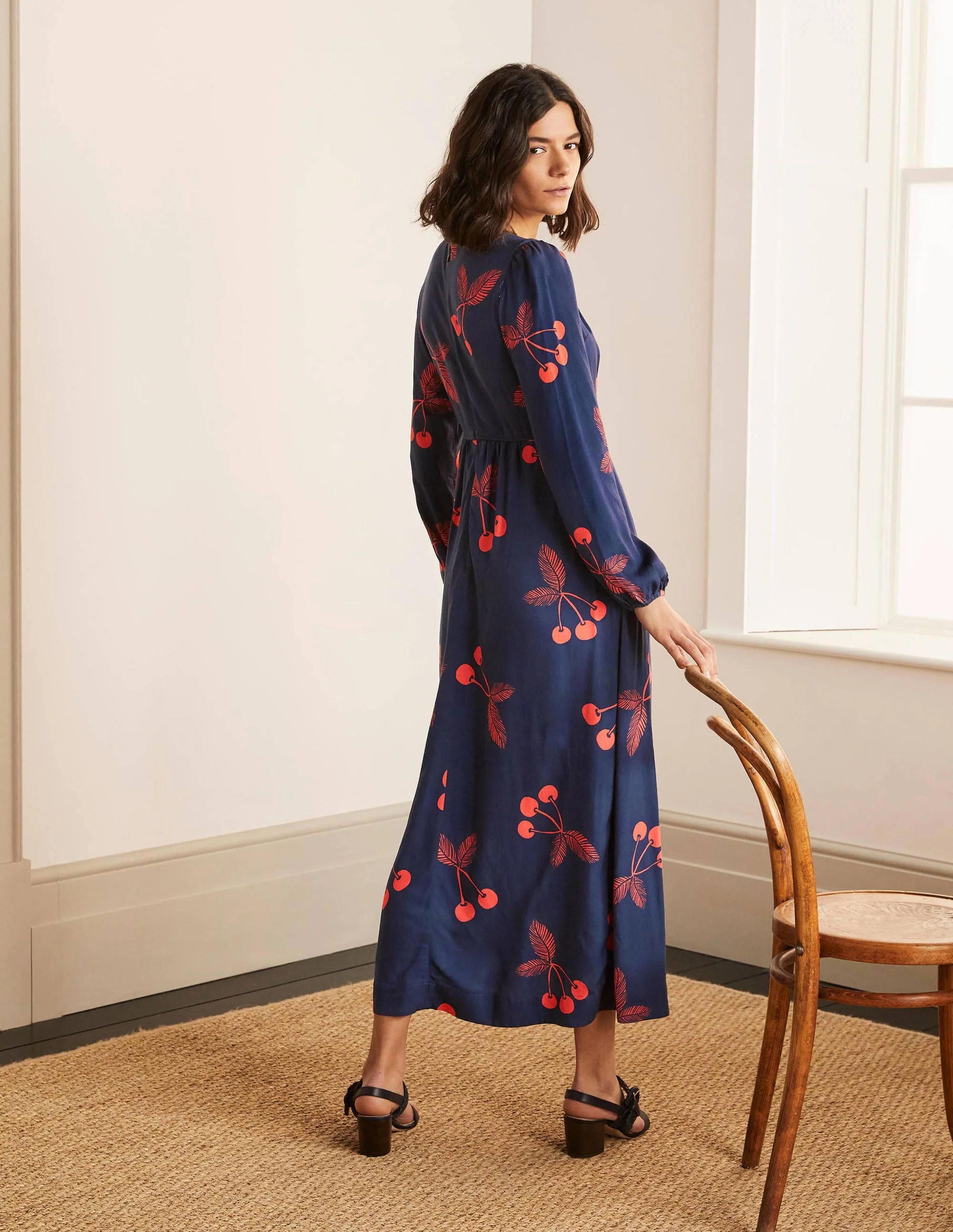 Tanya Midikleid-Französisches Navy, Kirschen - Image 2