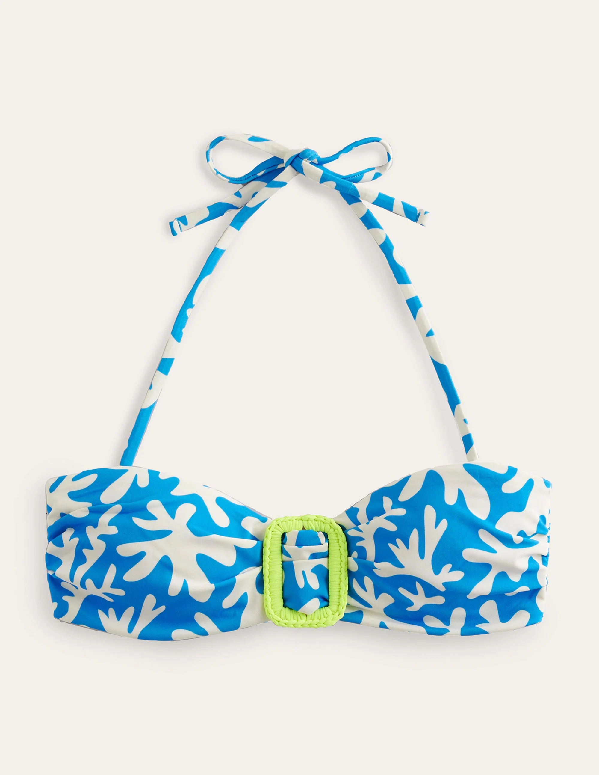 Taormina Bandeau-Bikinioberteil-Blau, Abstraktes Blattmuster - Image 5