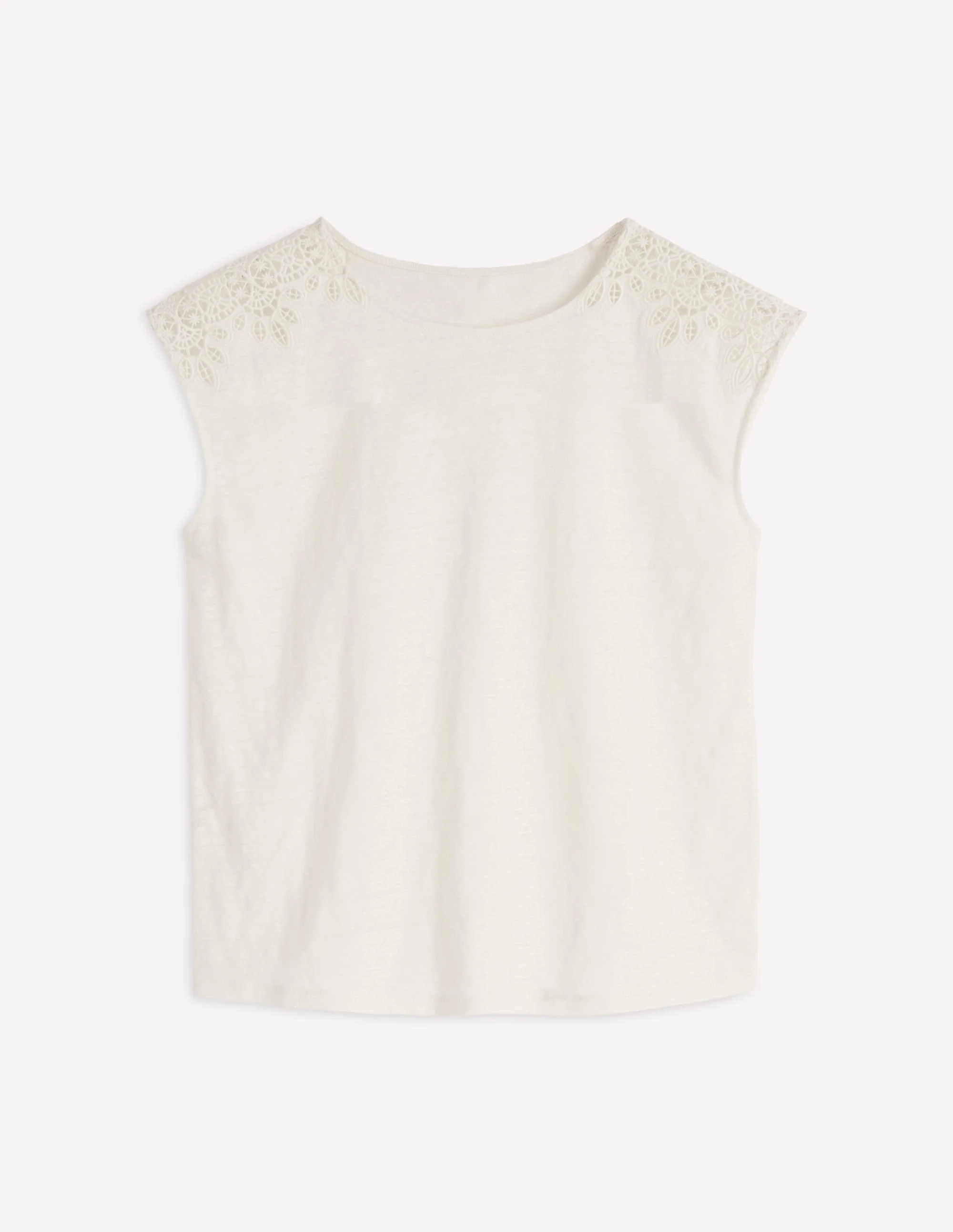 Tara Leinen-T-Shirt mit Cutwork-Naturweiß - Image 7