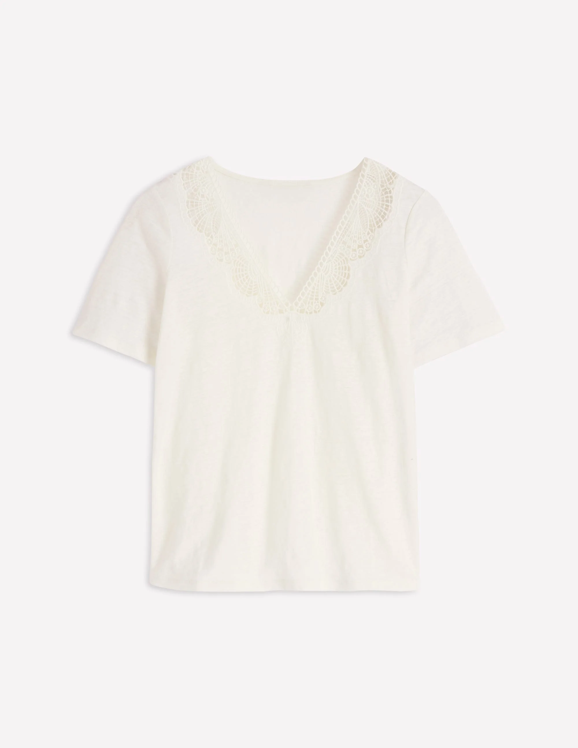 Tara T-Shirt aus Leinen mit Spitzenbesatz-Kokosnussmilch - Image 5