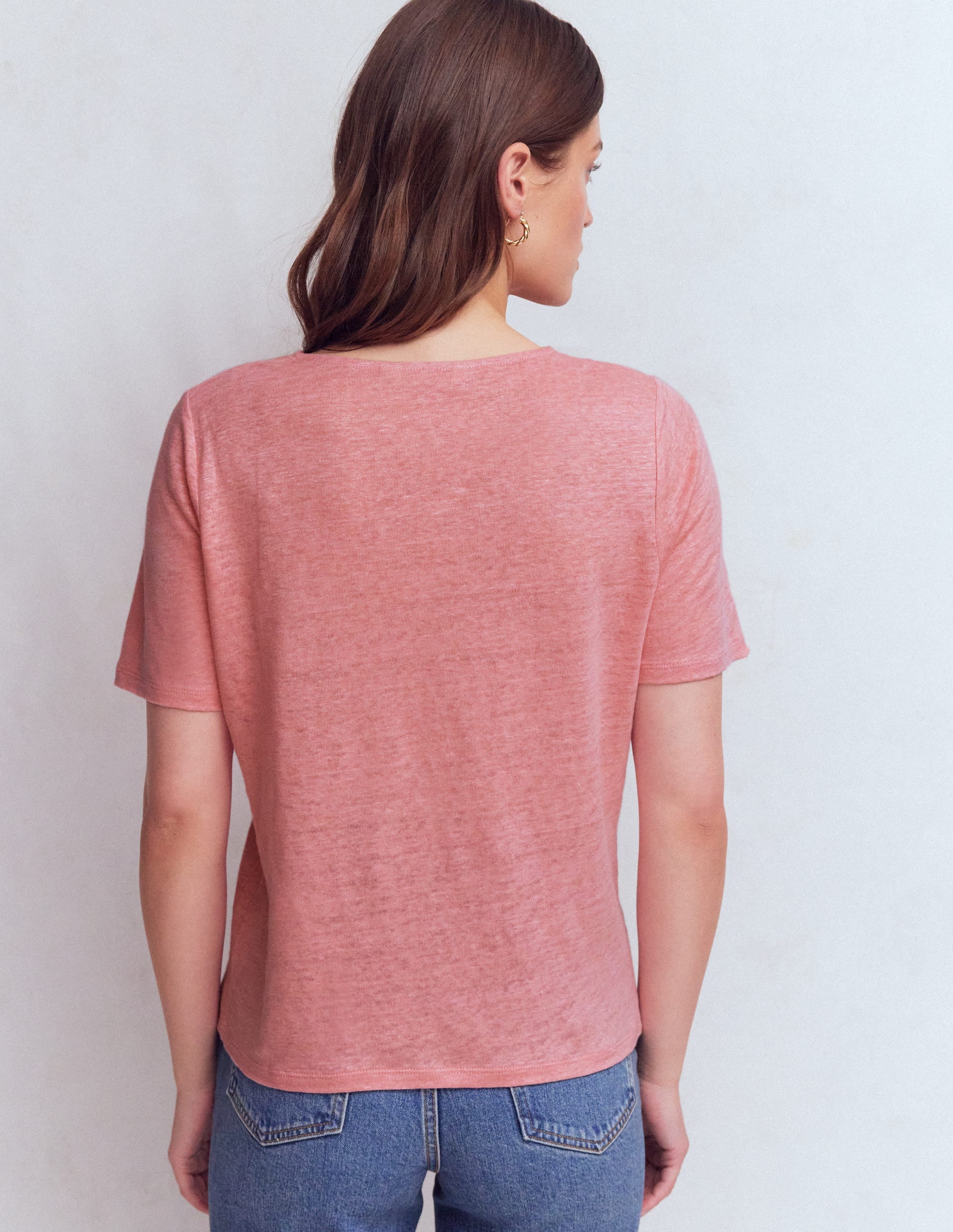 Tara T-Shirt aus Leinen mit Spitzenbesatz-Mandelblütenrosa - Image 3