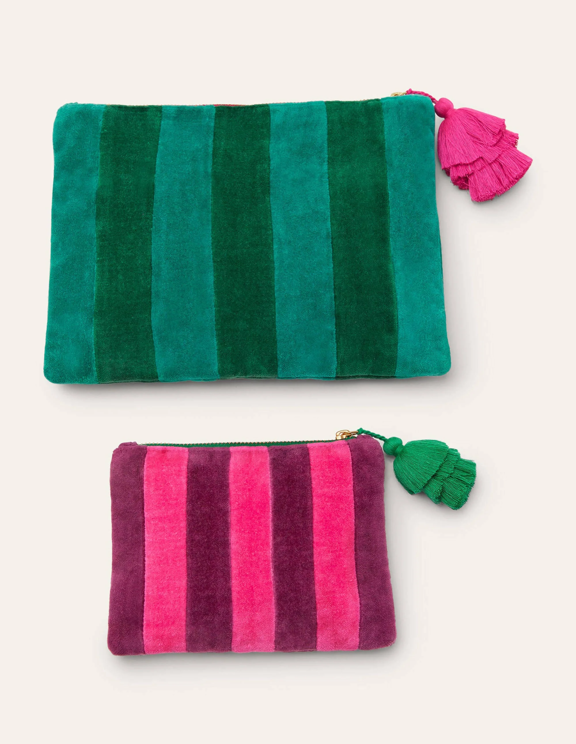 Taschen-Set aus Samt-Segelrot/Waldgrün - Image 2