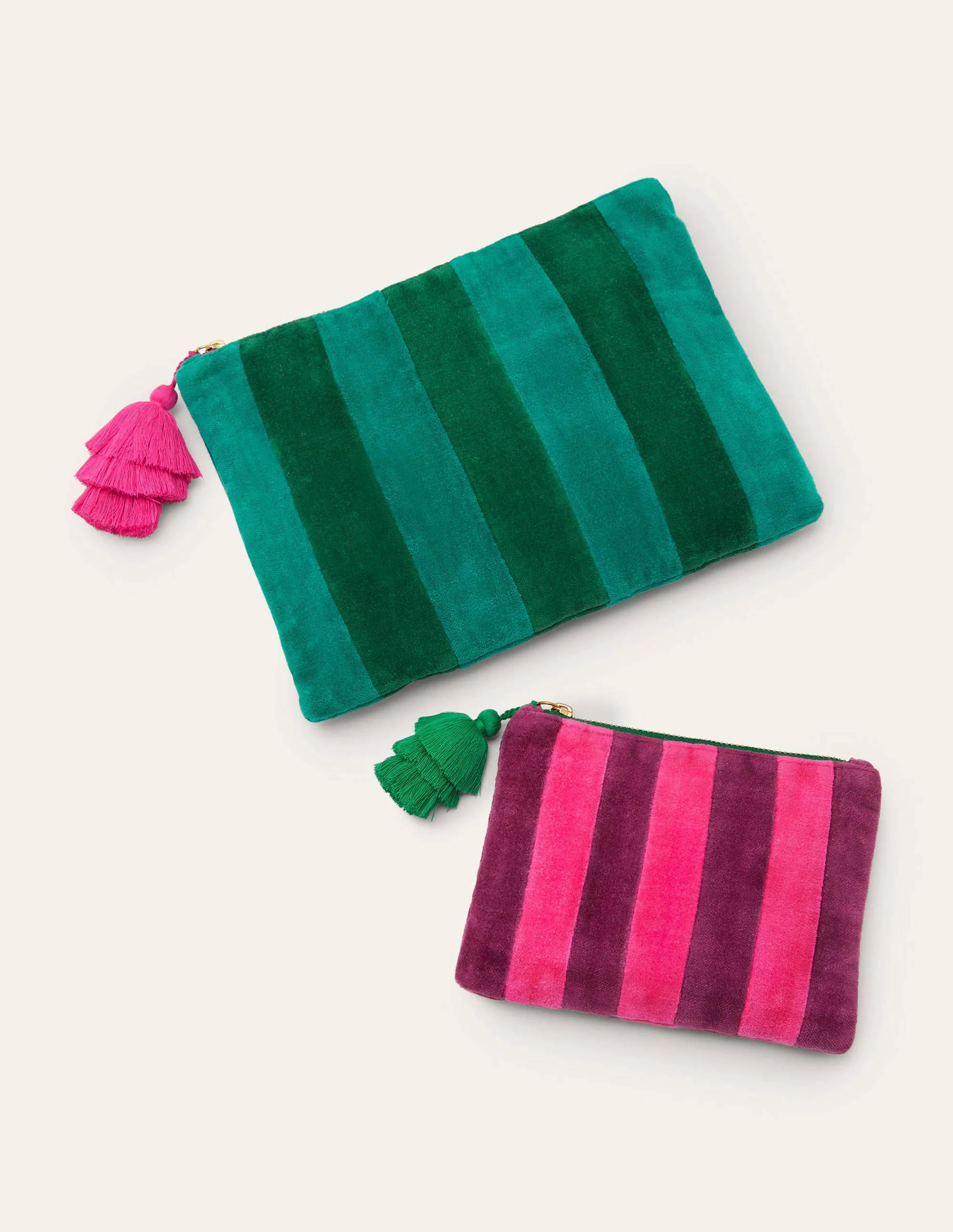 Taschen-Set aus Samt-Segelrot/Waldgrün - Image 4
