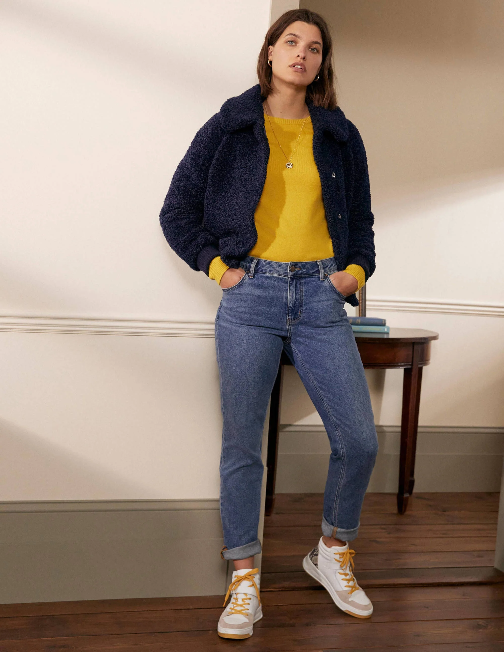 Teddy-Bomberjacke-Marineblau