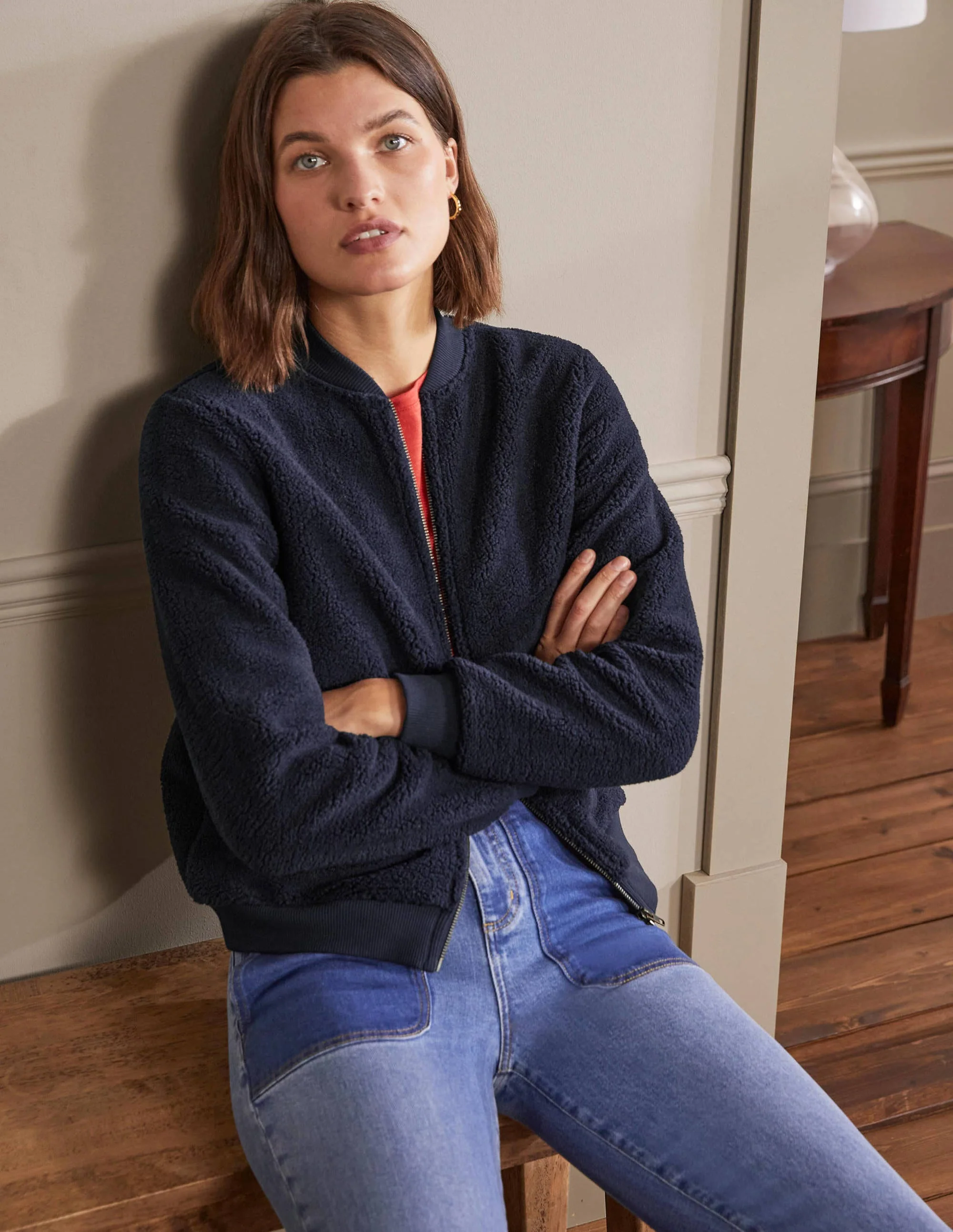 Teddy-Jacke mit Reißverschluss-Marineblau - Image 4