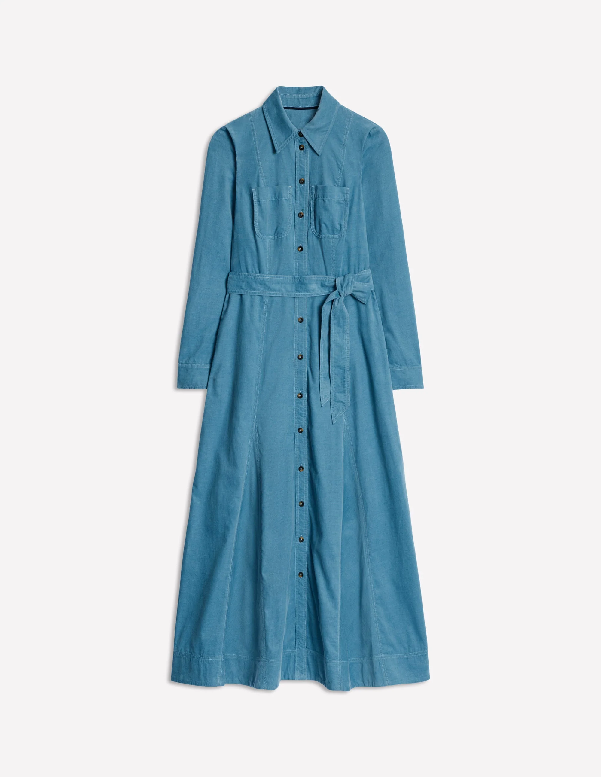 Tess Midi-Hemdblusenkleid aus Cord-Enteneiblau - Image 6