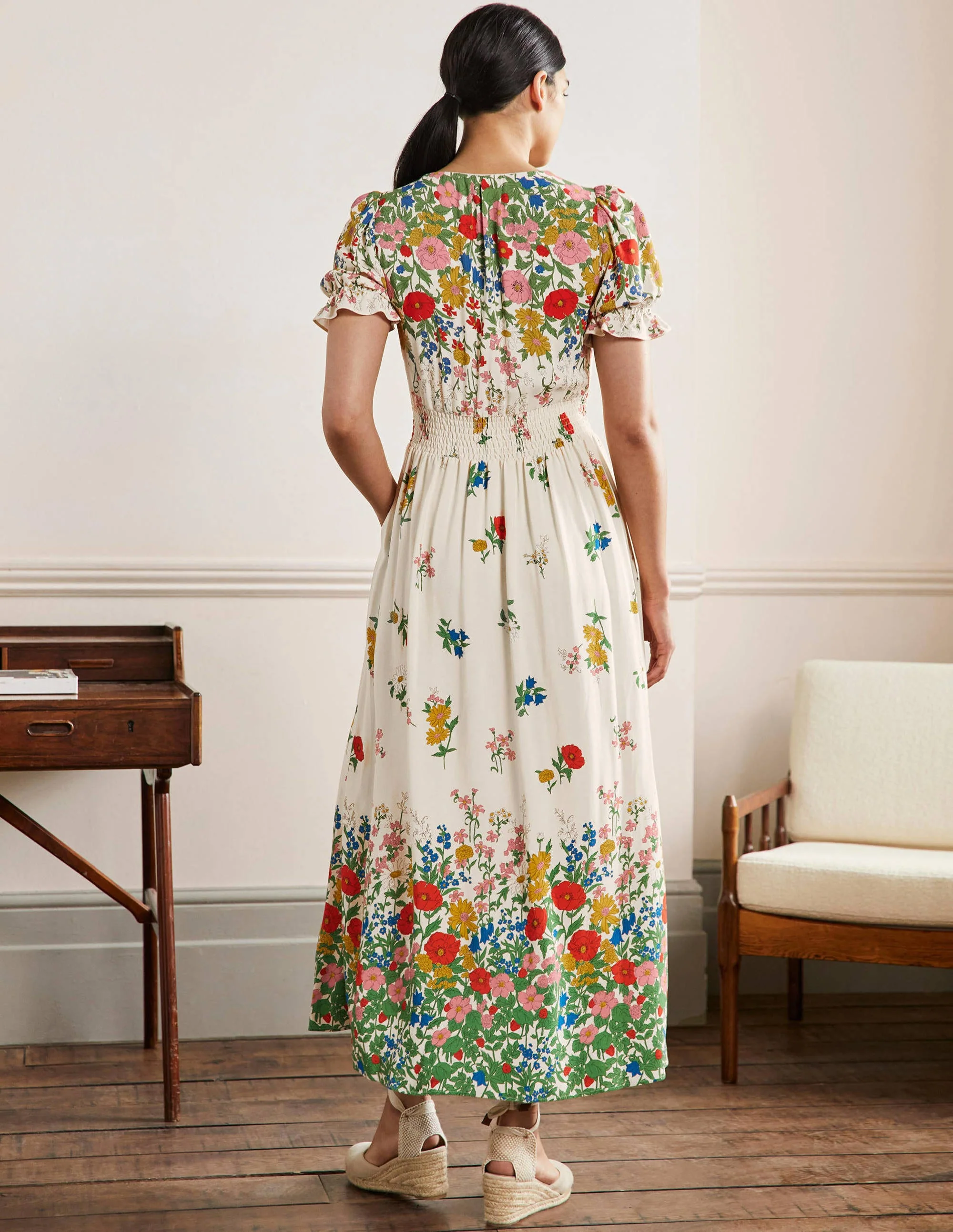 Tessa Maxikleid-Naturweiß, Gartenblumen - Image 3