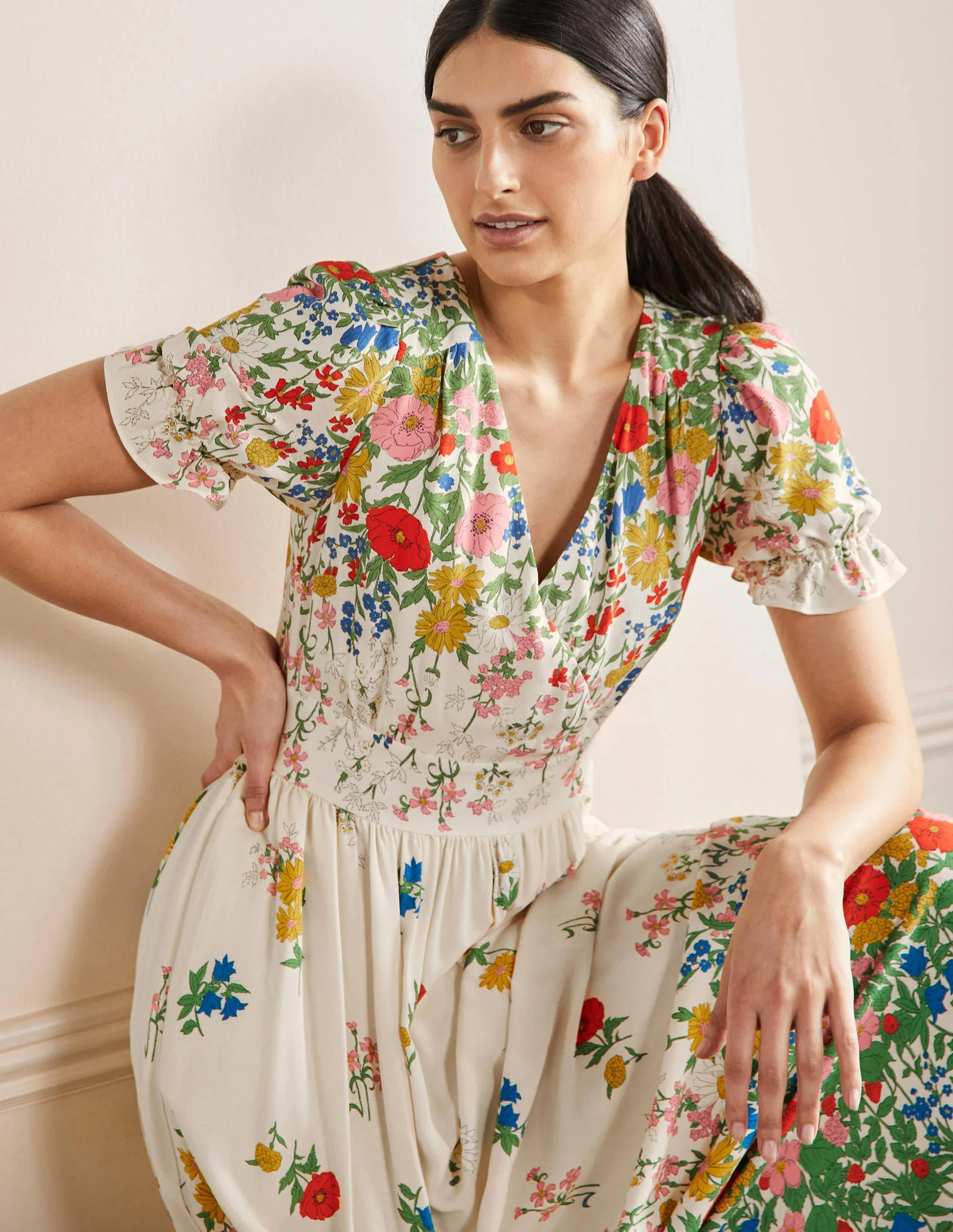 Tessa Maxikleid-Naturweiß, Gartenblumen - Image 4