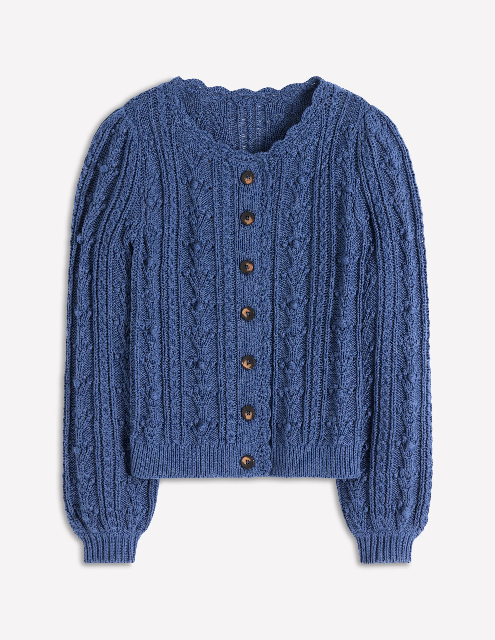 Texturierte Strickjacke aus Baumwolle-Denim-Blau - Image 5