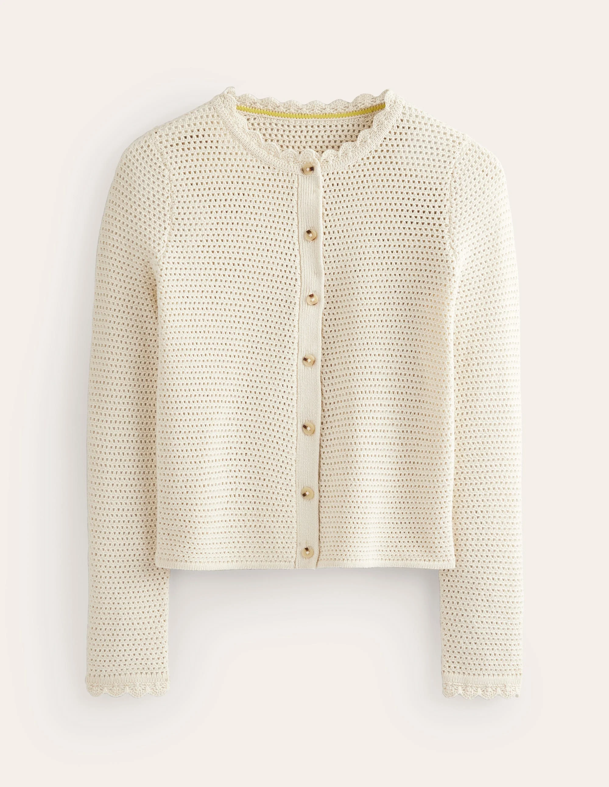 Texturierte Strickjacke mit Muschelsaum-Warmes Naturweiß - Image 6