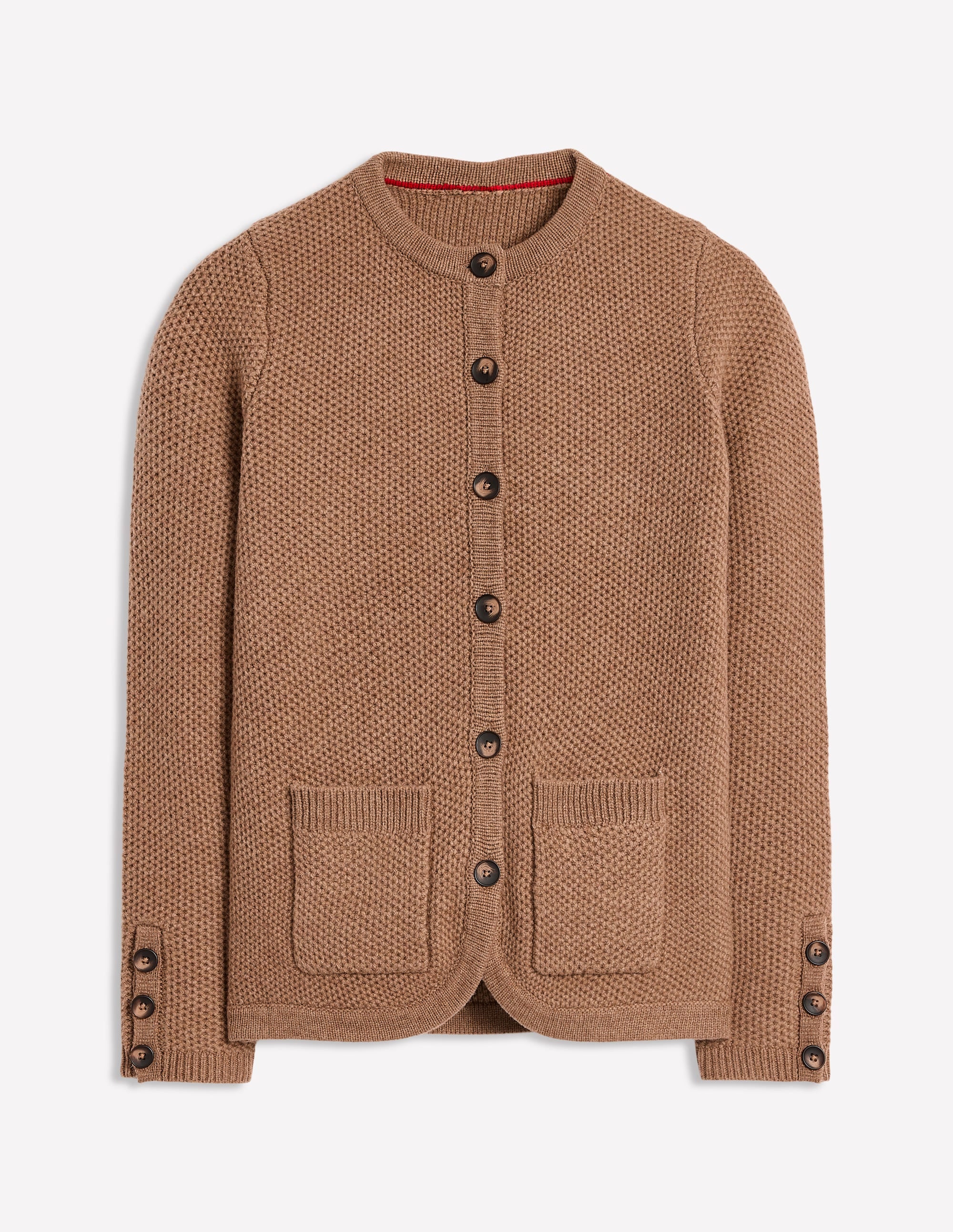 Texturierte Strickjacke mit Ziernaht-Pralinenbraun - Image 5