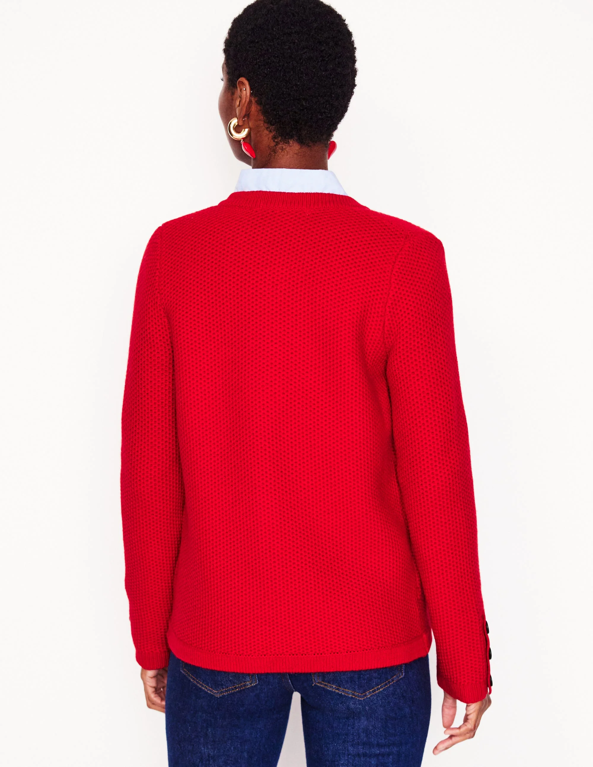 Texturierte Strickjacke mit Ziernaht-Rouge - Image 3