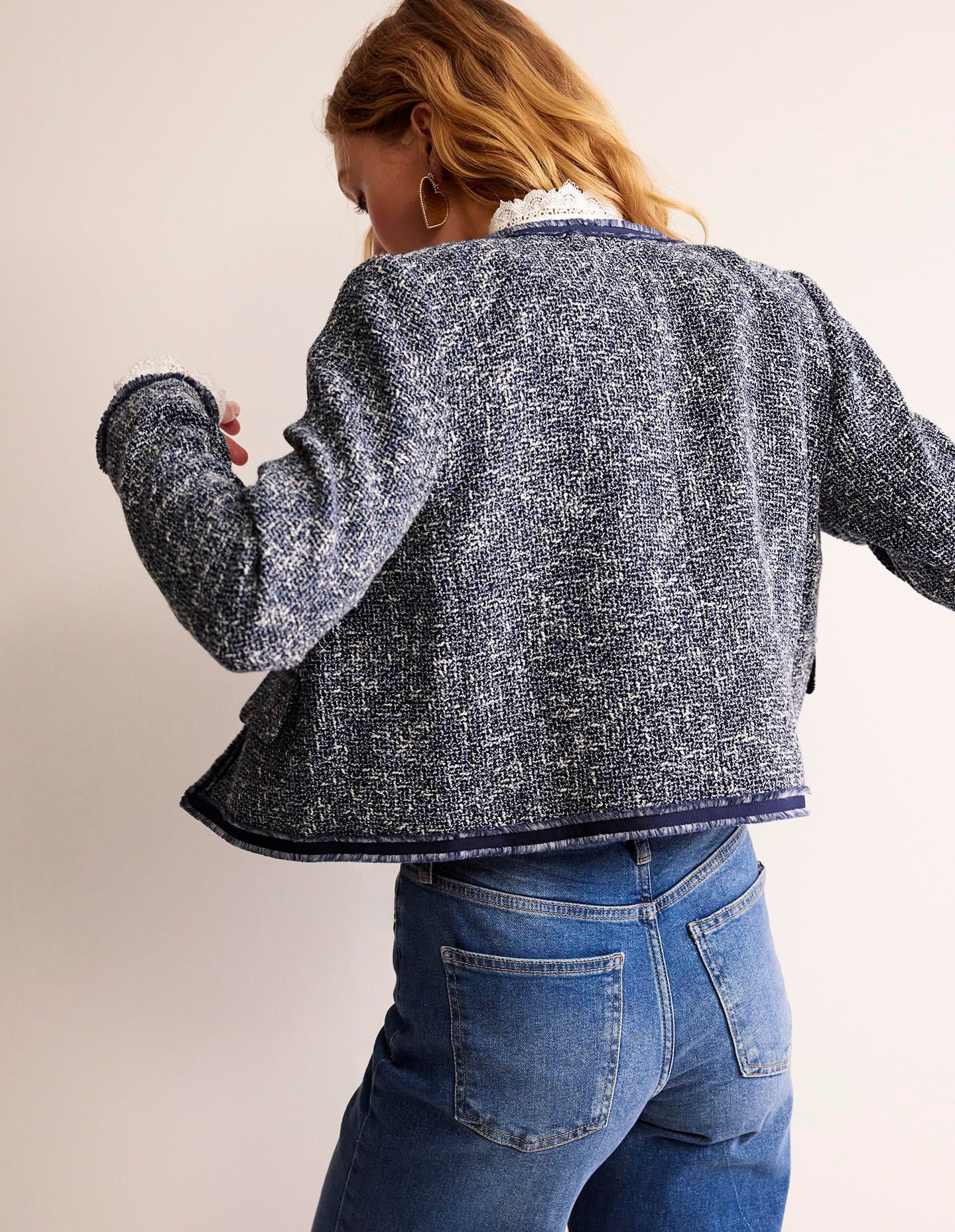 Texturierte, verkürzte Interest-Jacke-Marineblau - Image 3