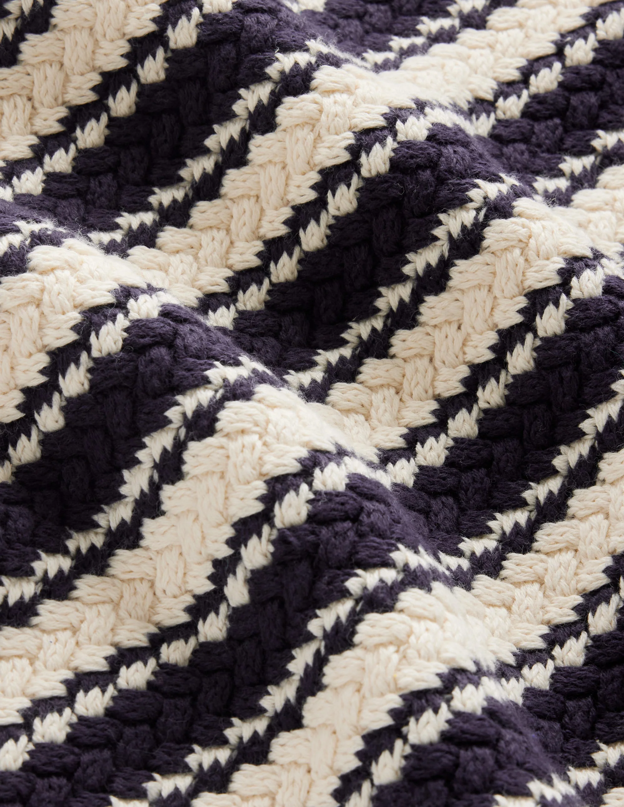 Texturierter Baumwollpullover mit Streifen-Marineblau, Naturweiß texturierte Streifen - Image 6