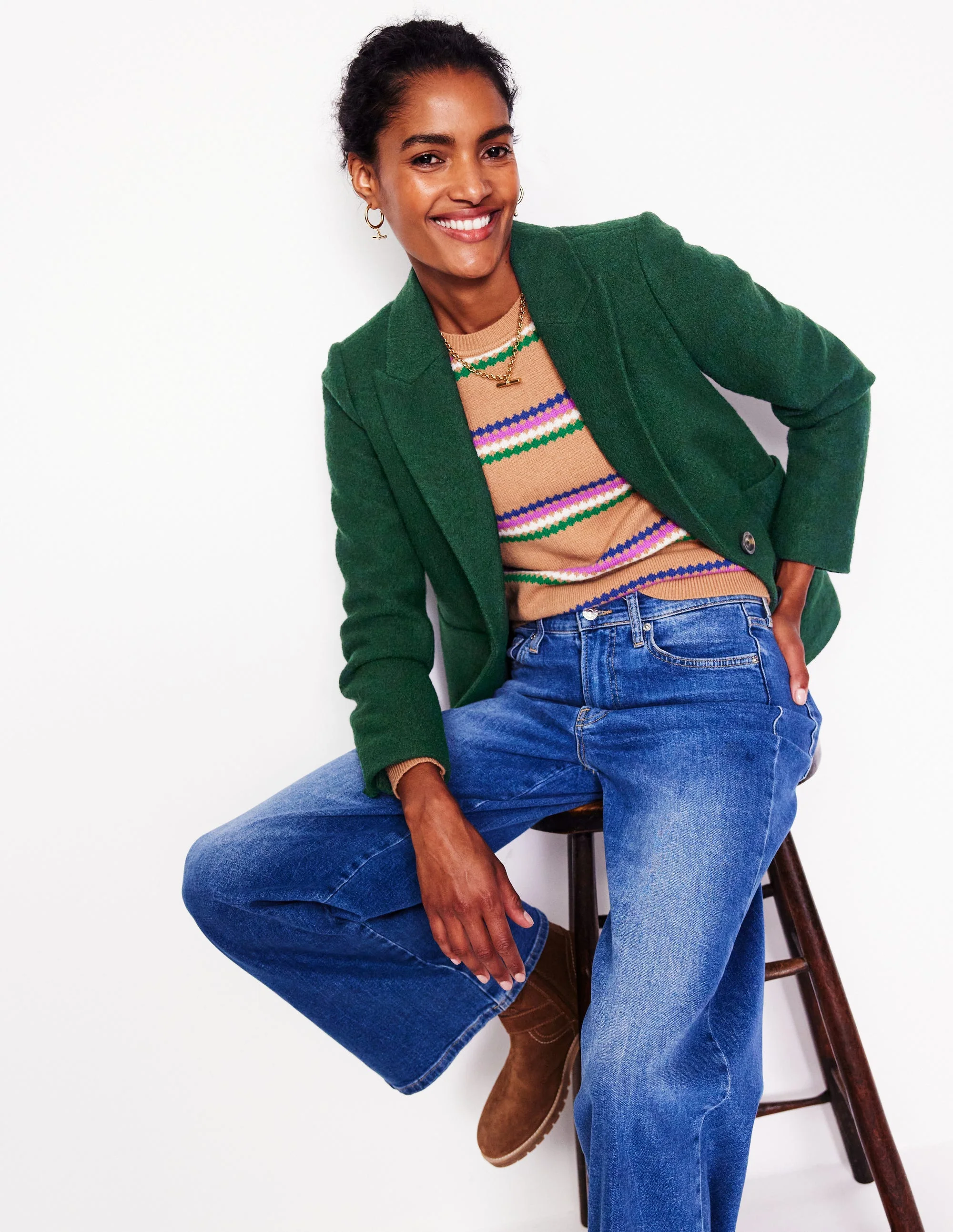 Texturierter Marylebone Blazer-Dunkelgrün - Image 4