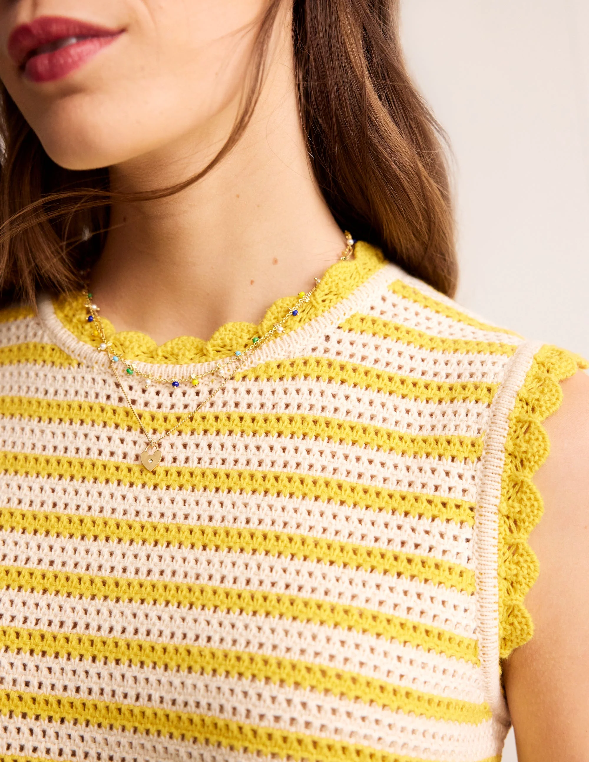 Texturiertes Tanktop mit Muschelsaum-Naturweiß/Passionsfrucht Gelb - Image 2