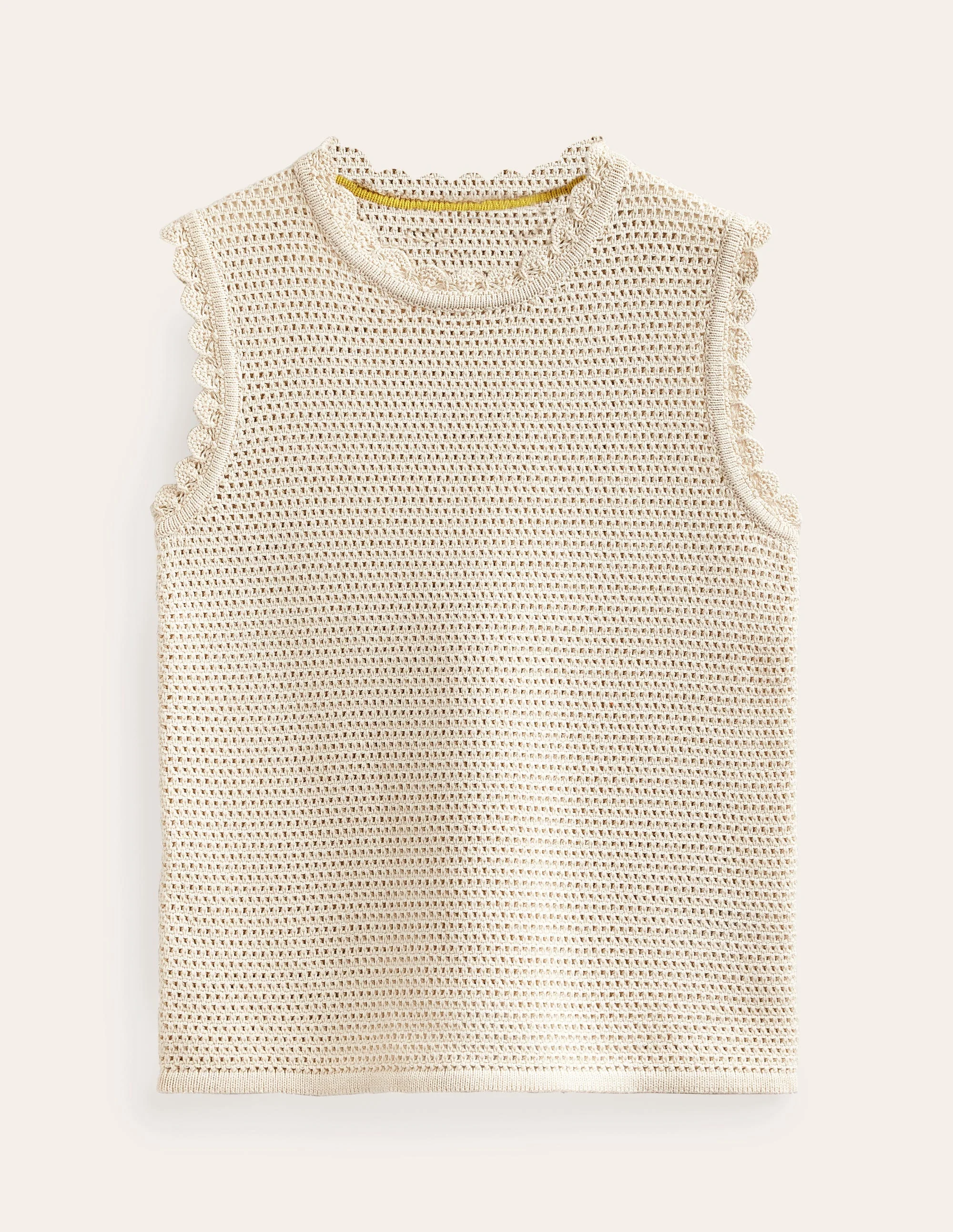 Texturiertes Tanktop mit Muschelsaum-Warmes Naturweiß - Image 5