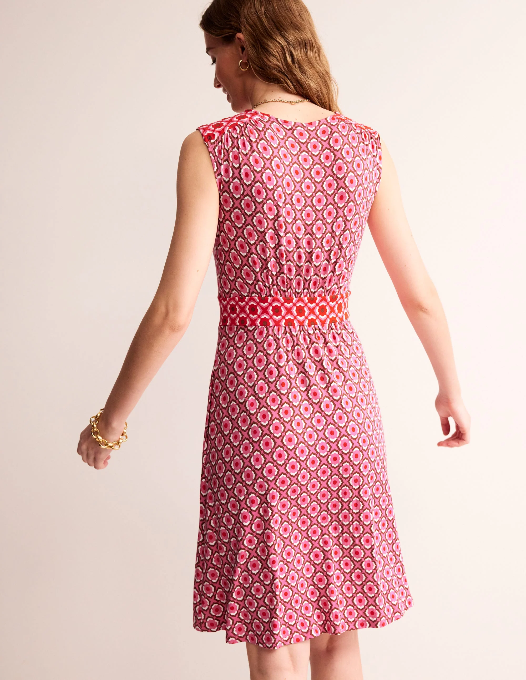 Thea Ärmelloses Kurzkleid-Sangria Sunset Pink, Geo Pome - Image 3