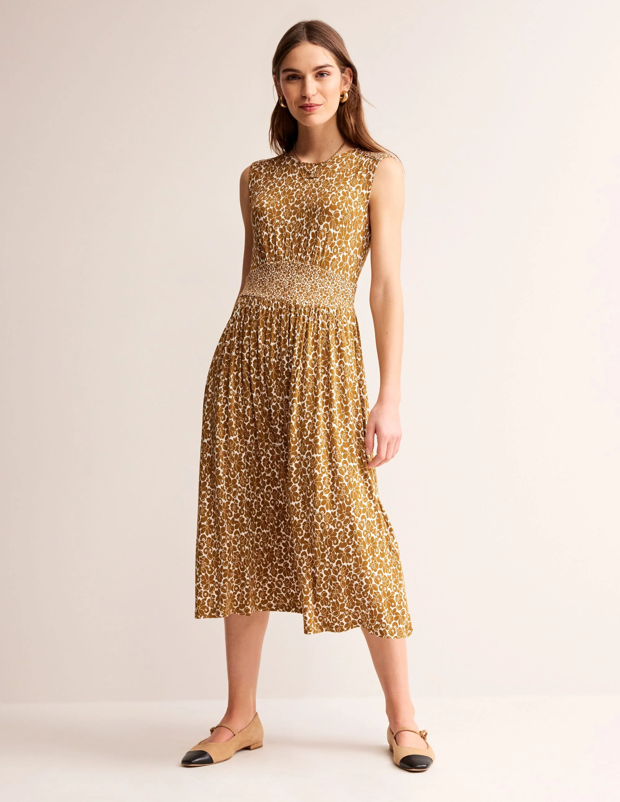 Thea Ärmelloses Midikleid-Bronze Braun, Bloomsbury Pop - Image 2