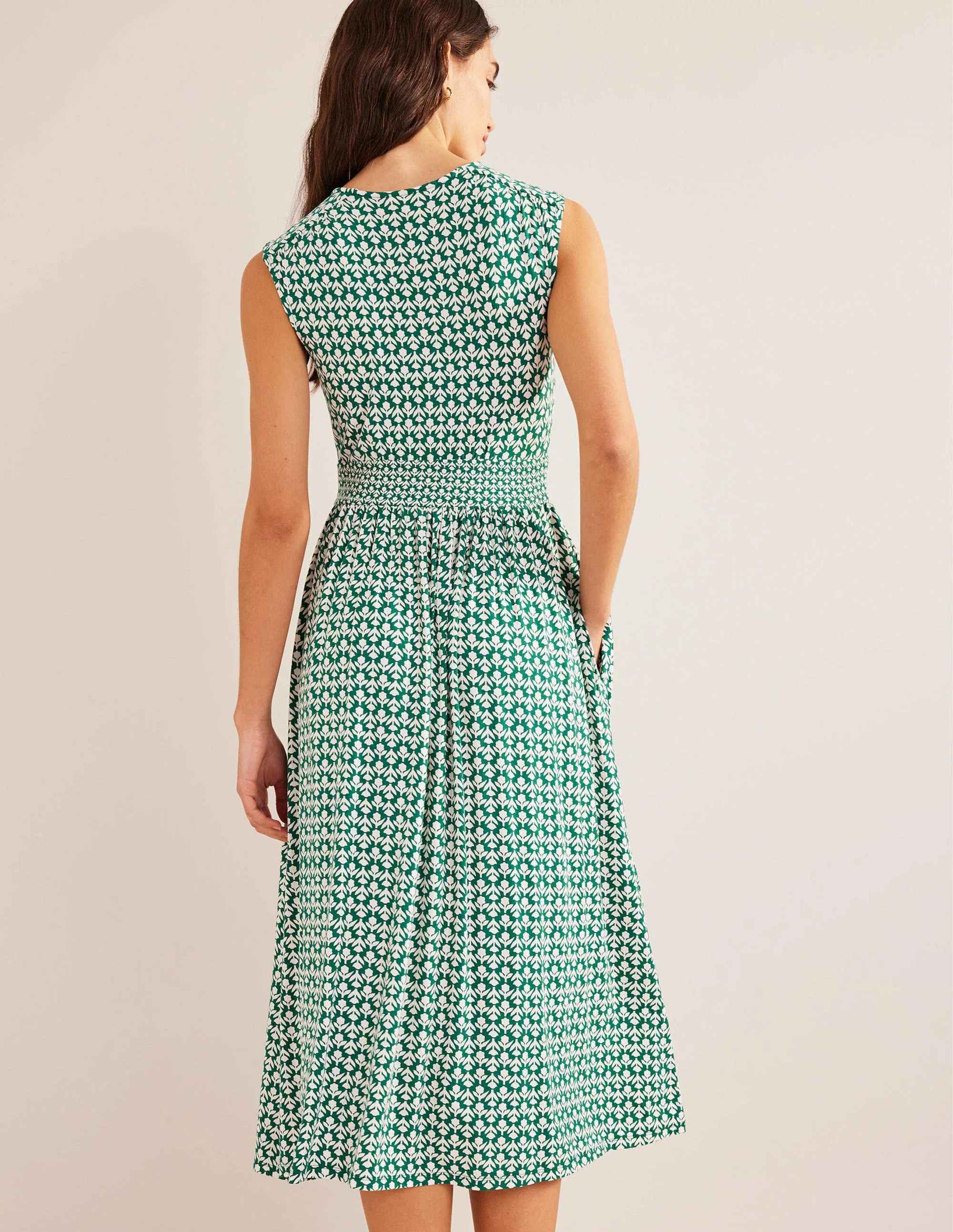 Thea Ärmelloses Midikleid-Flaschengrün, Tulpenzweig - Image 3