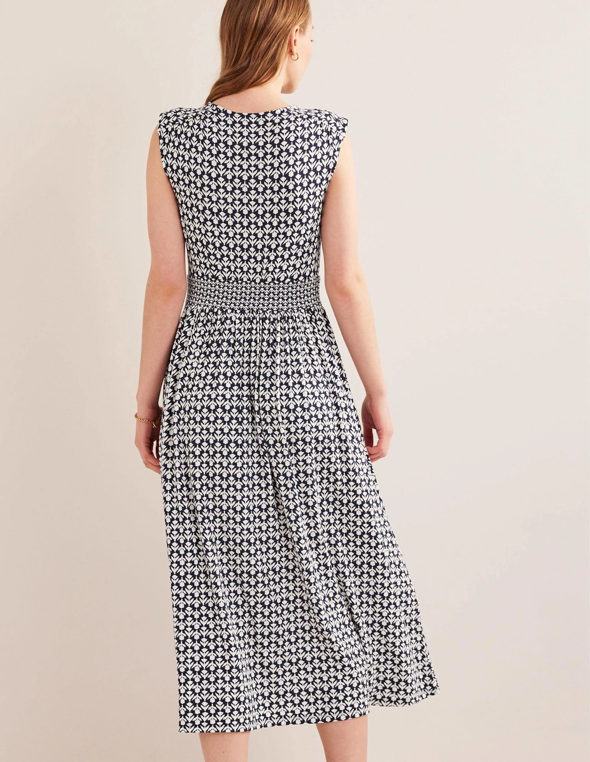 Thea Ärmelloses Midikleid-Französisches Marineblau, Tulpenzweig - Image 3