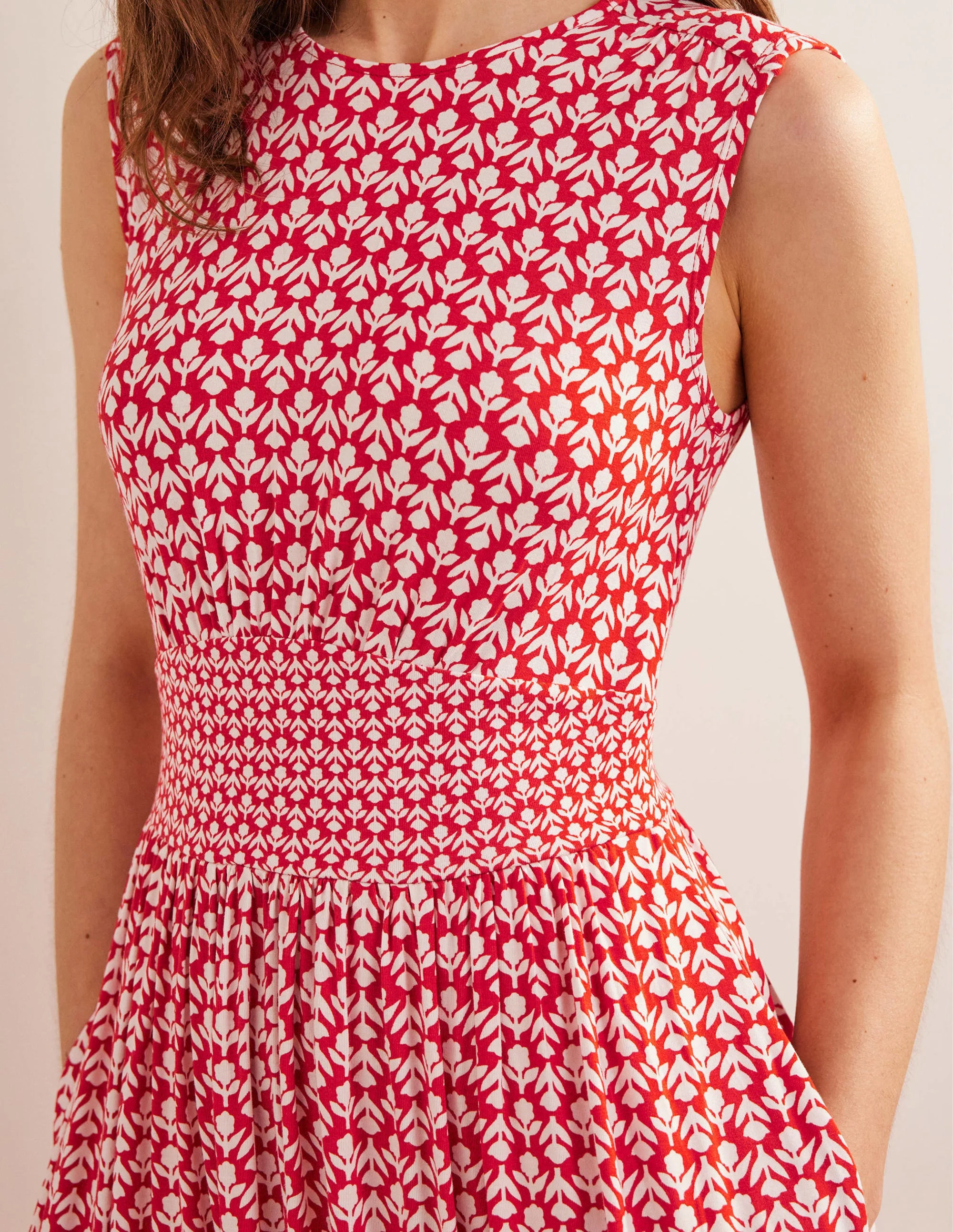 Thea Ärmelloses Midikleid-Zinnoberrot, Tulpenzweig - Image 2