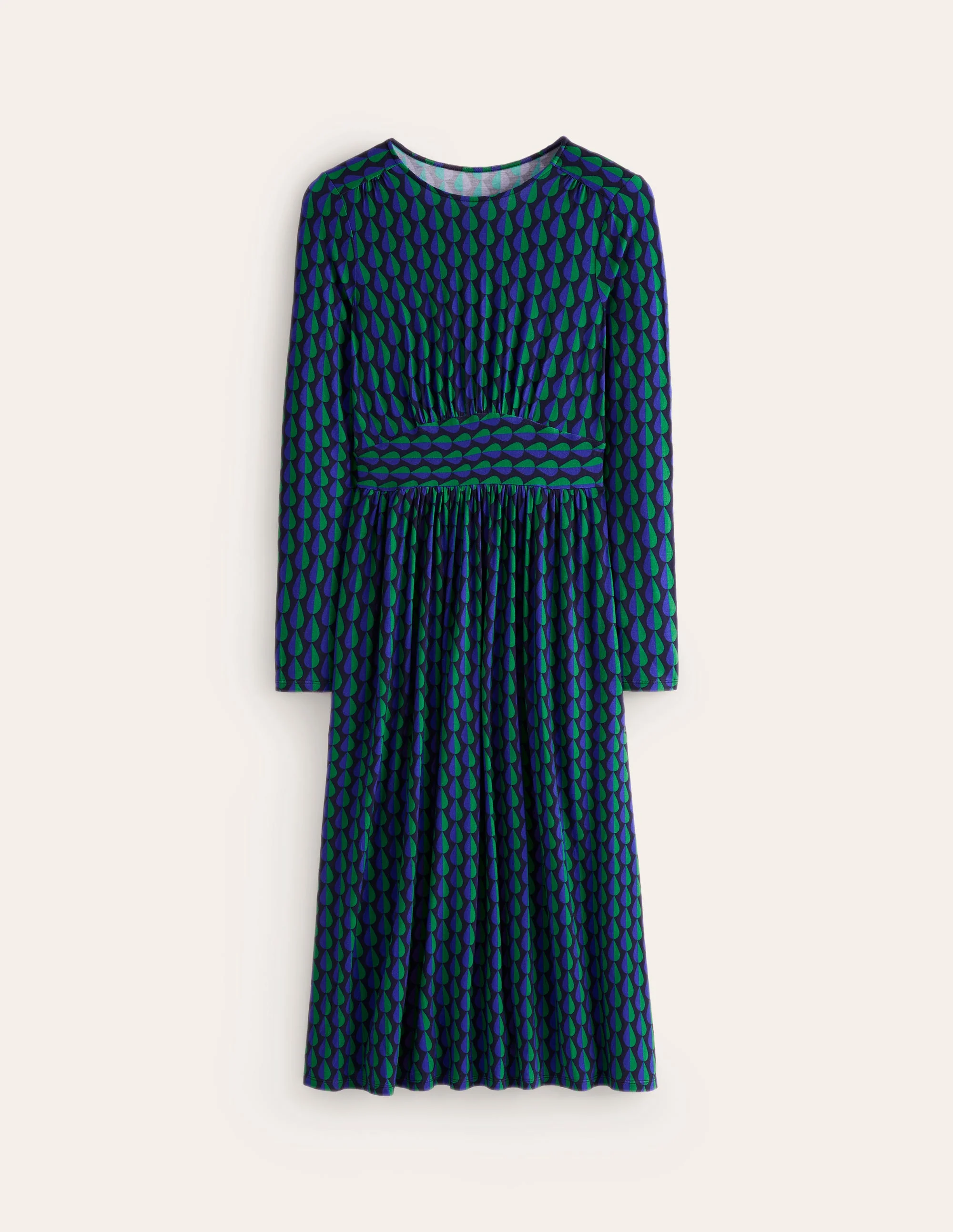 Thea Jerseykleid mit langen Ärmeln-Kiefer, geometrische Regentropfen - Image 5