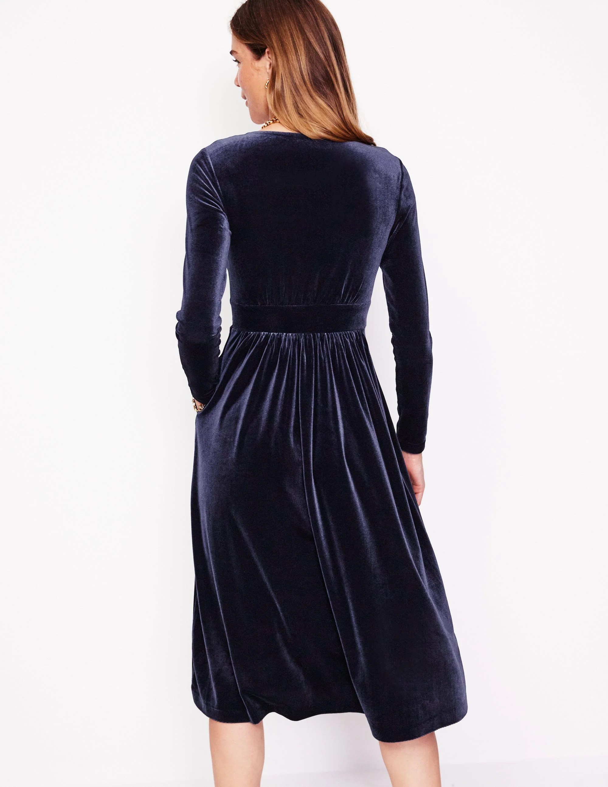 Thea Midikleid aus Samt-Aqua Marine Marl - Image 3