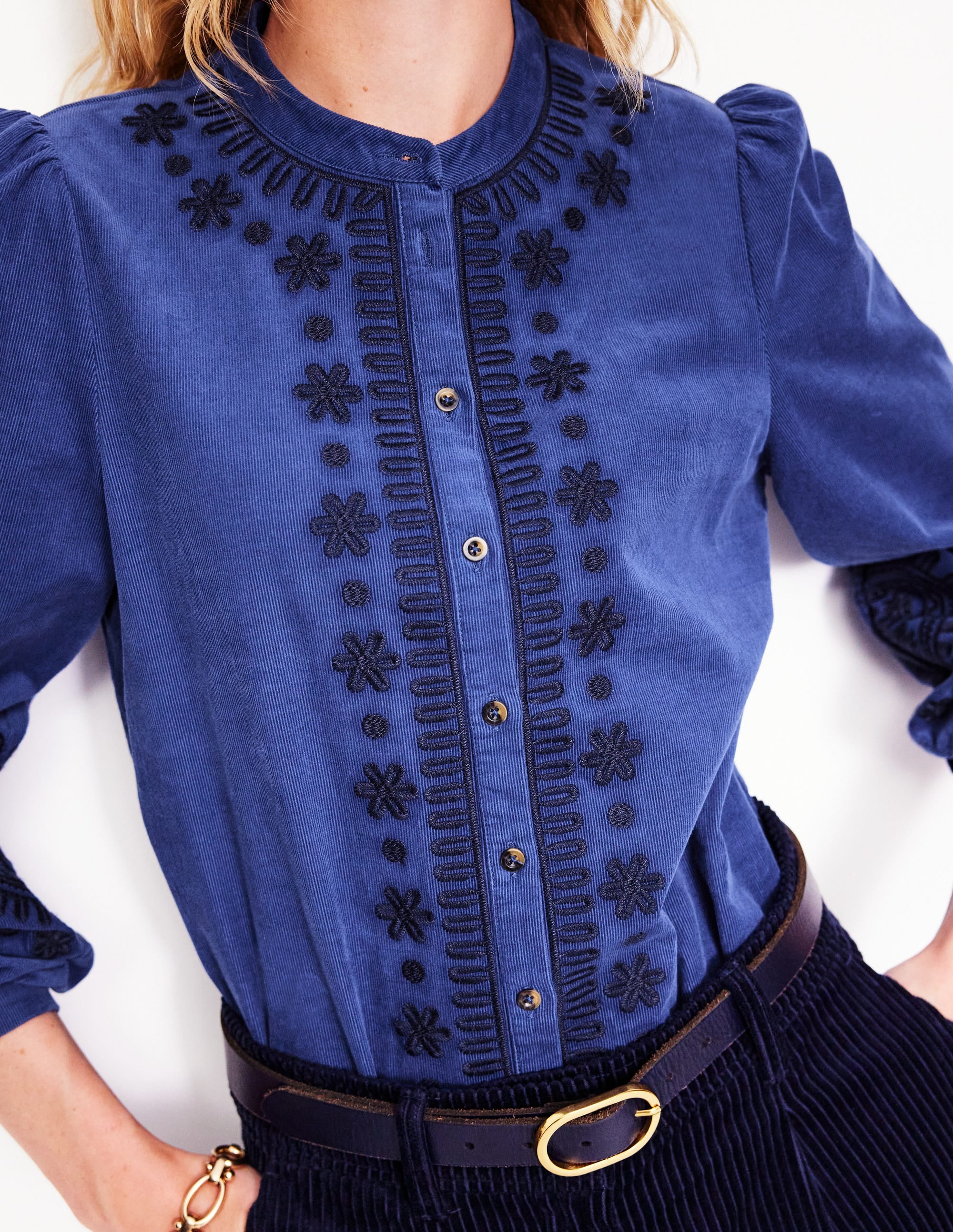 Theodora Cordbluse-Denim-Blau - Image 2