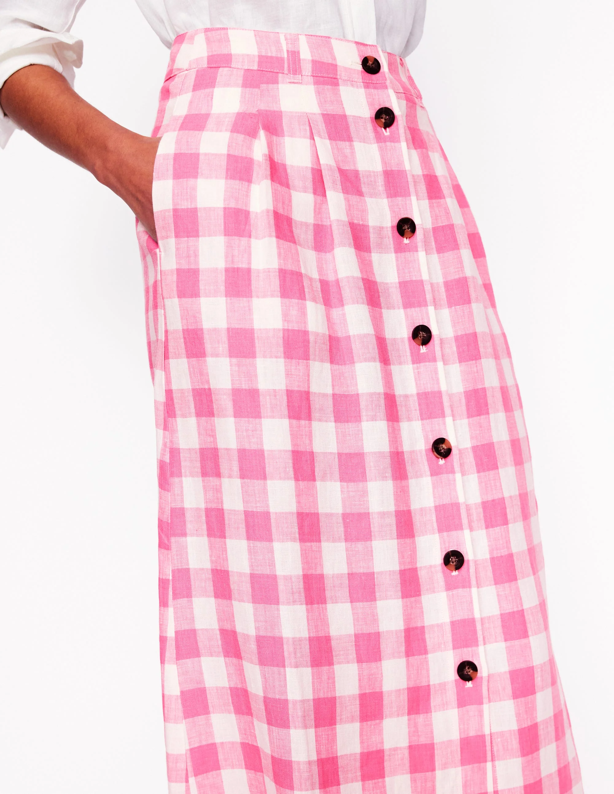 Thomasina Leinen-Midirock-Rosa mit Vichykaros - Image 3