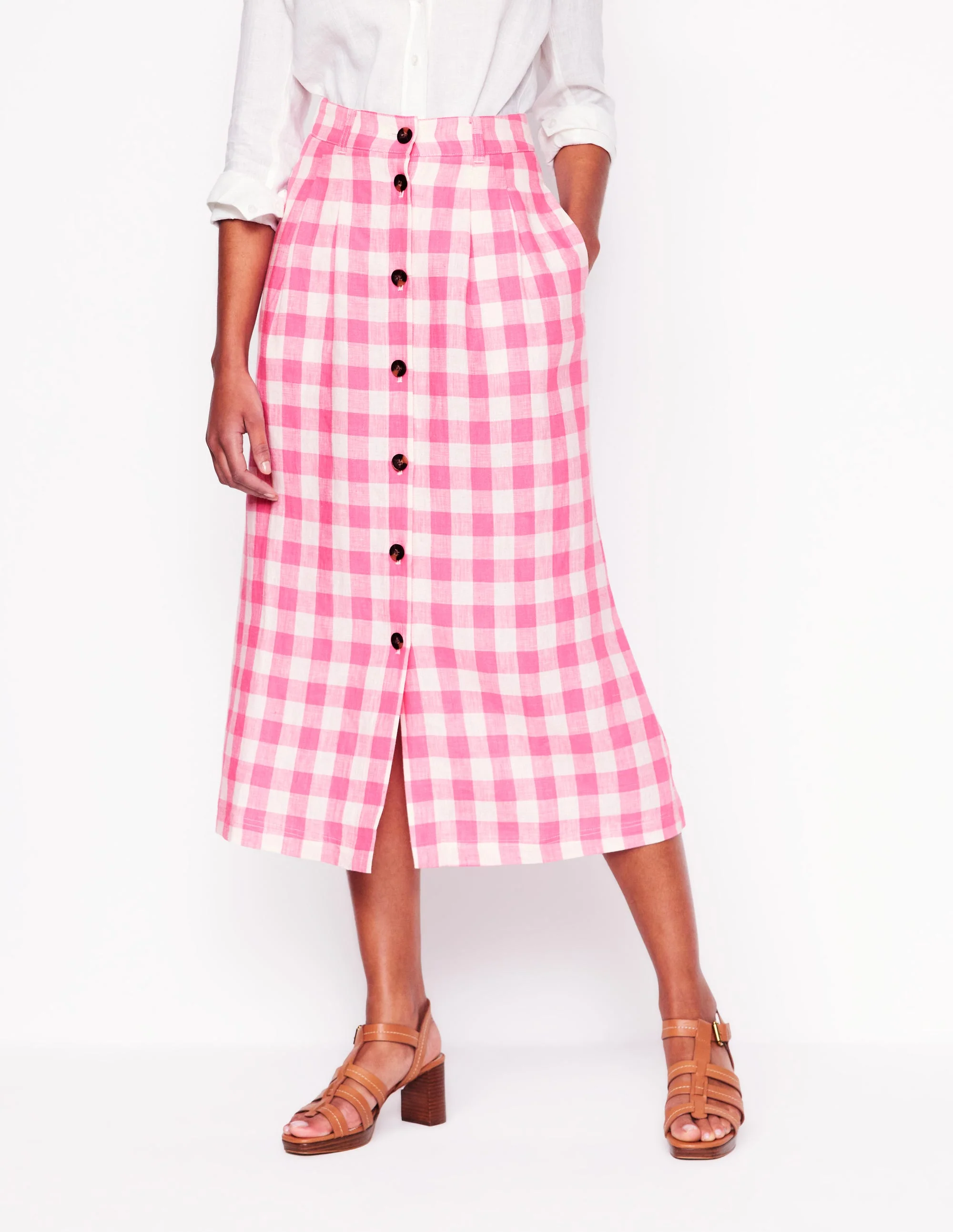 Thomasina Leinen-Midirock-Rosa mit Vichykaros - Image 5