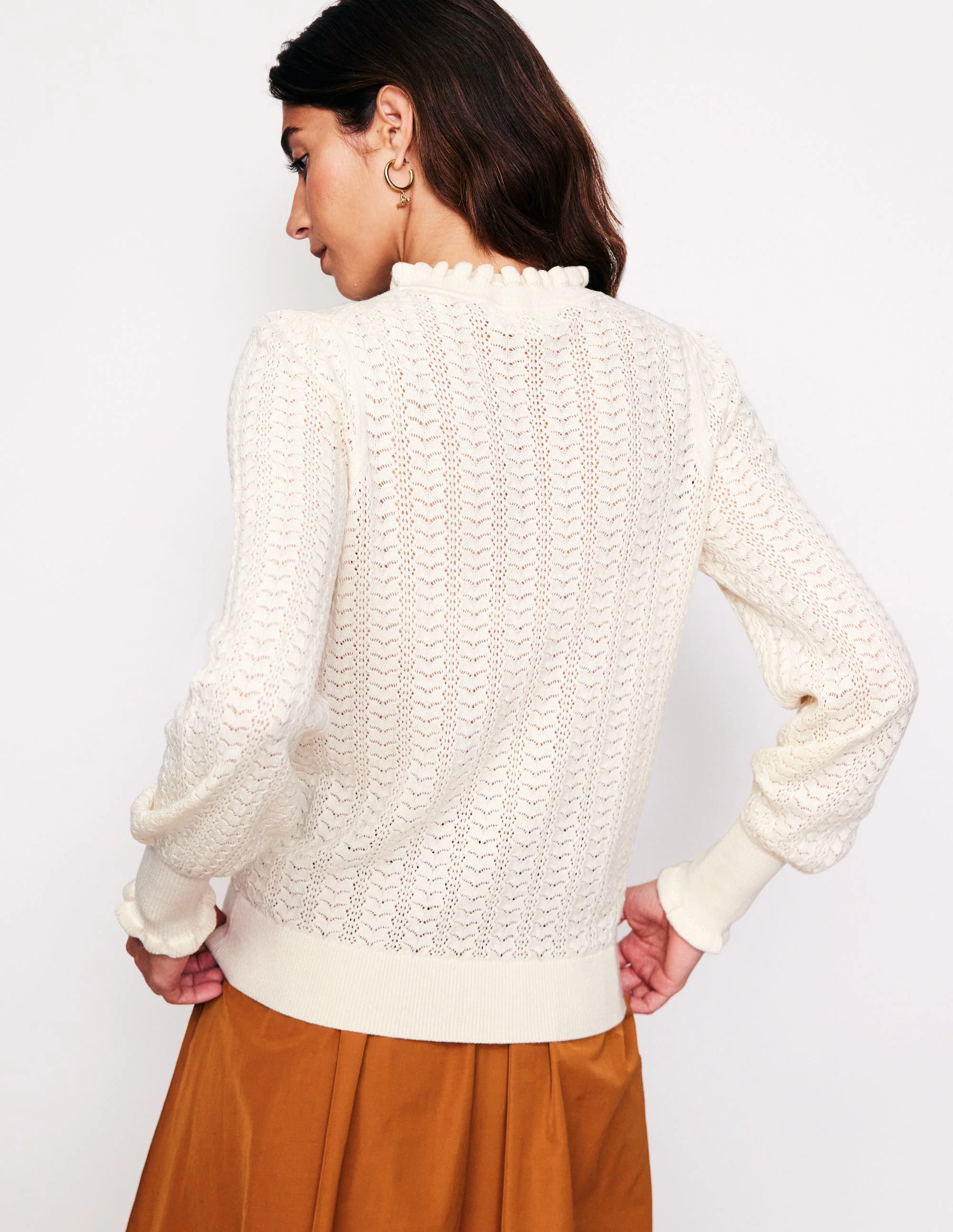 Tia Pullover mit Pointelle-Design und Rüschen-Black - Image 3