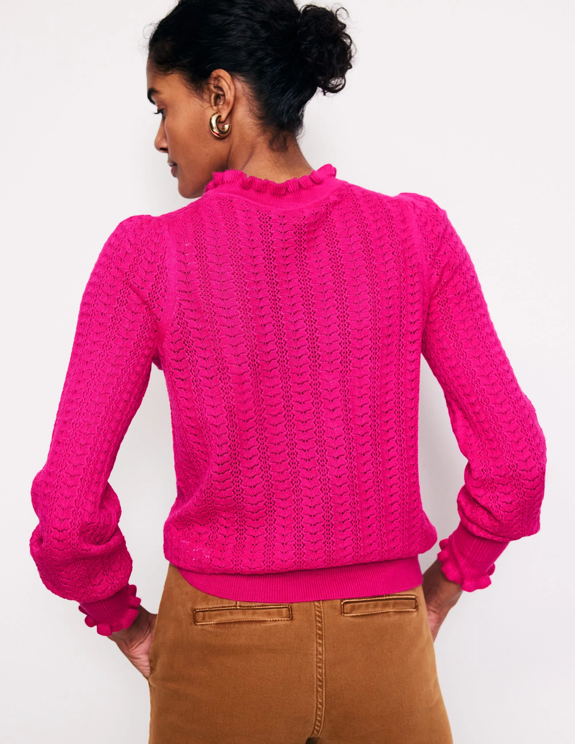 Tia Pullover mit Pointelle-Design und Rüschen-Rosa Pfau - Image 3