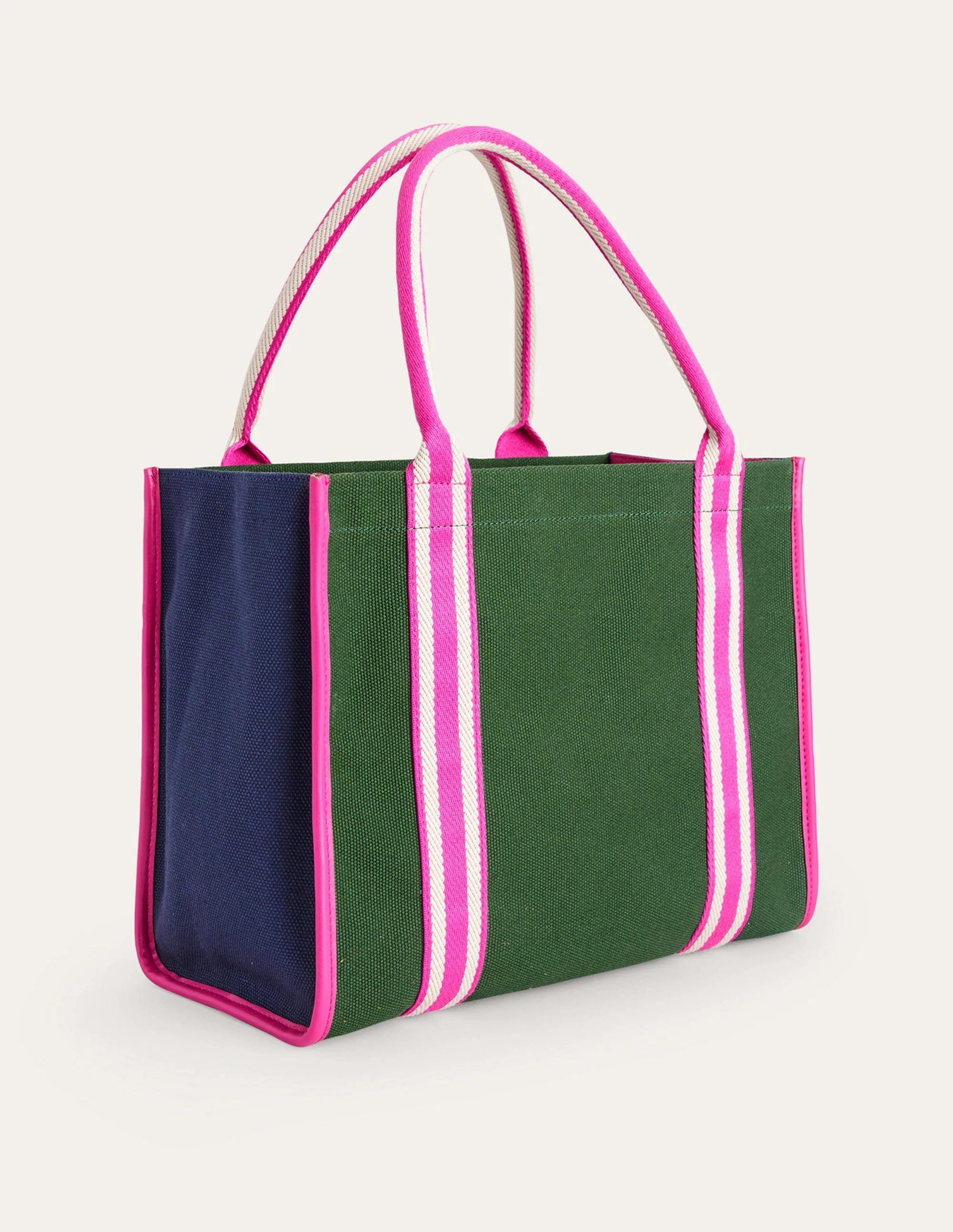 Tilda Canvas-Tragetasche-Pink, Marineblau, Grün Blockfarben - Image 3
