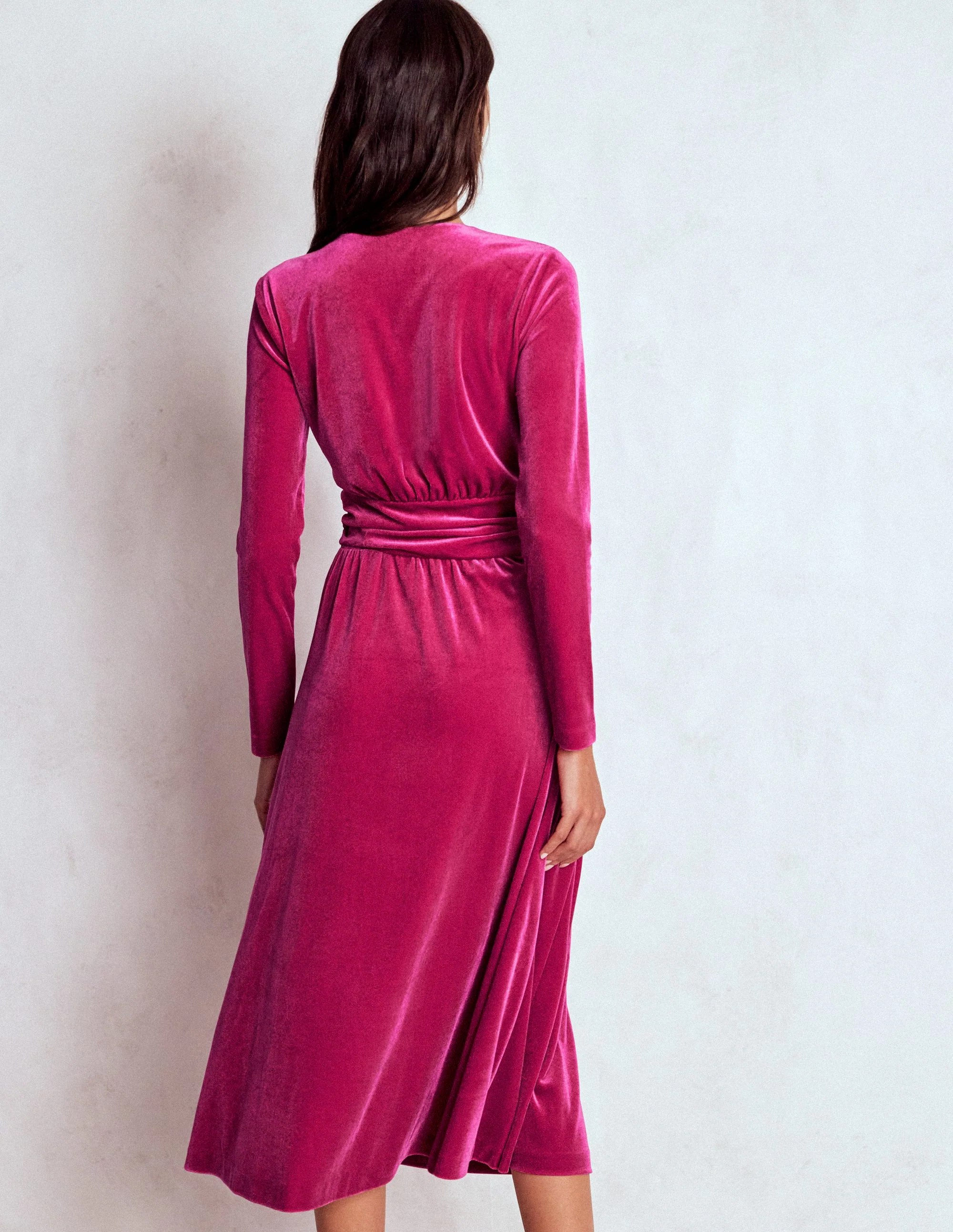 Tilda Midikleid aus Samt-Kräftiges Rosa - Image 3