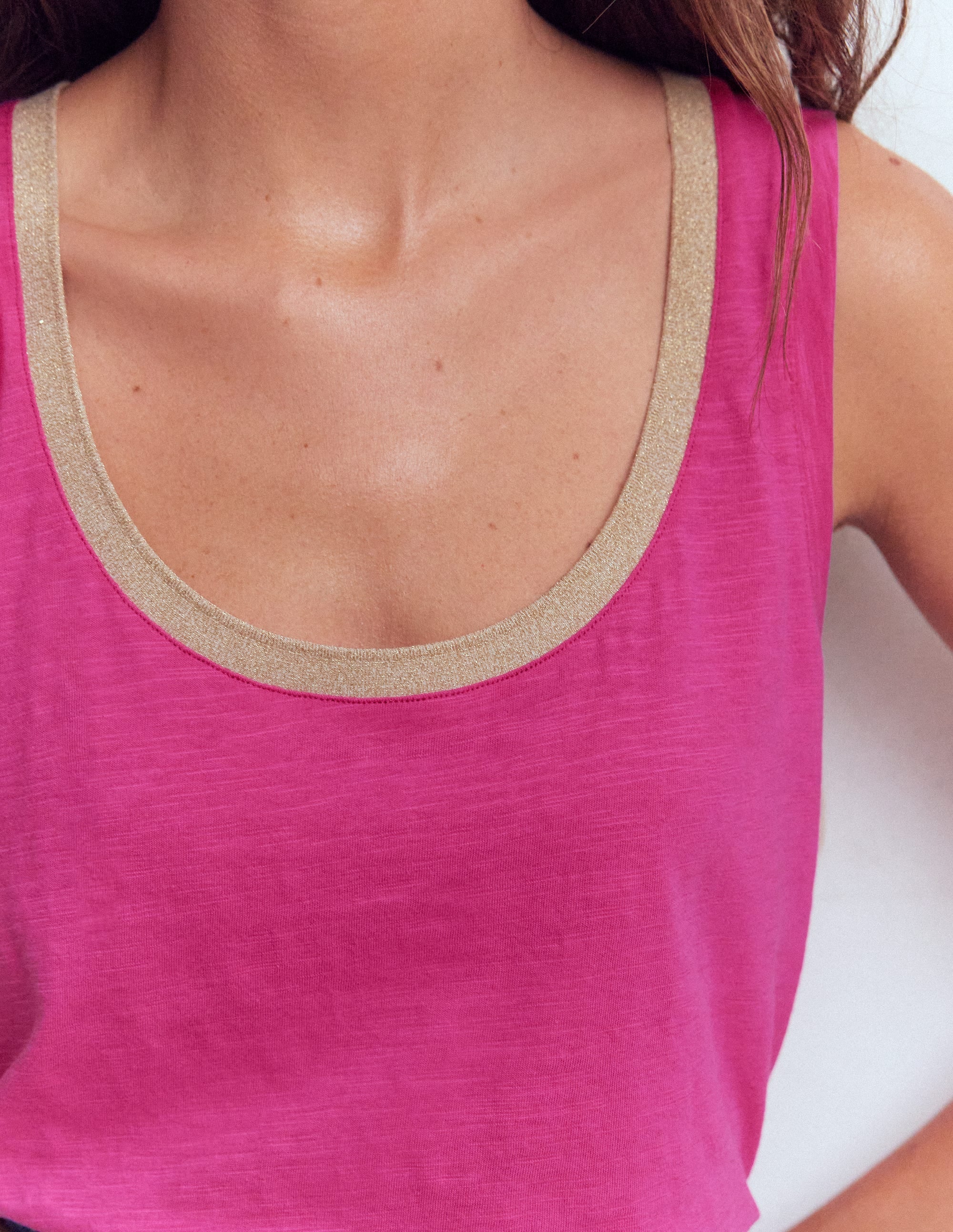 Top mit Metallic-Besatz und tiefem Rundhalsausschnitt-Cosmeen-Pink - Image 2