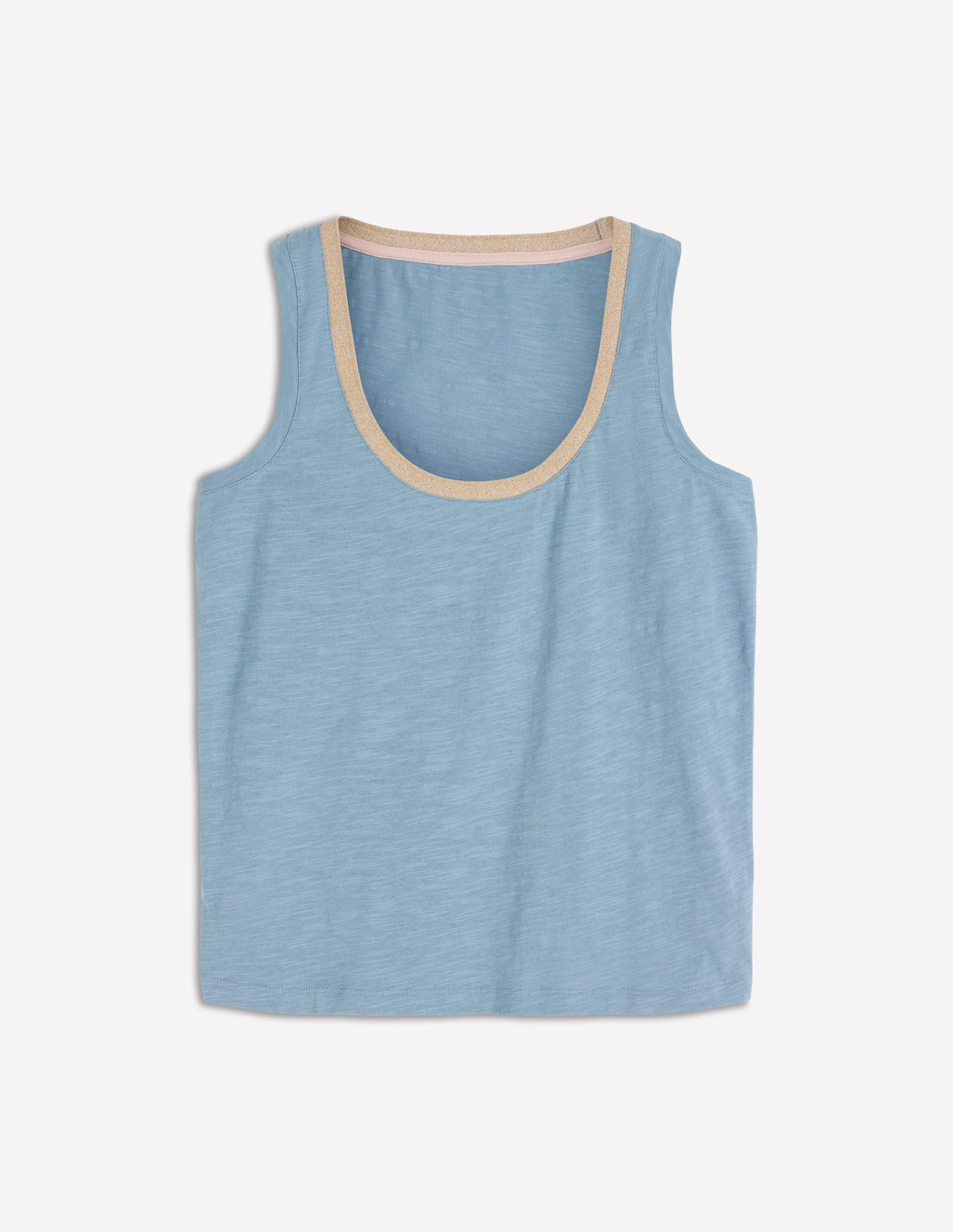 Top mit Metallic-Besatz und tiefem Rundhalsausschnitt-Französisches Blau - Image 5