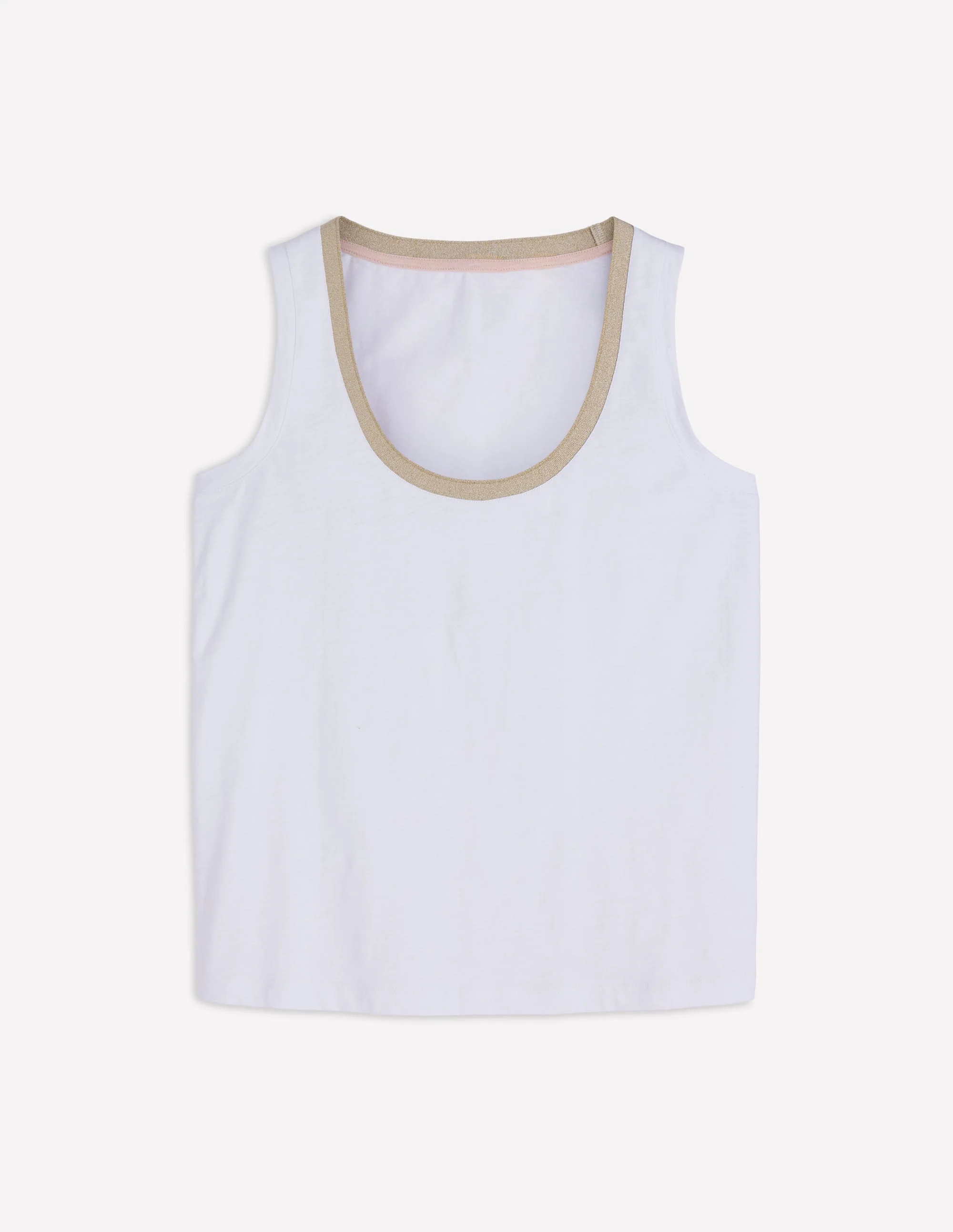 Top mit Metallic-Besatz und tiefem Rundhalsausschnitt-Weiß - Image 5