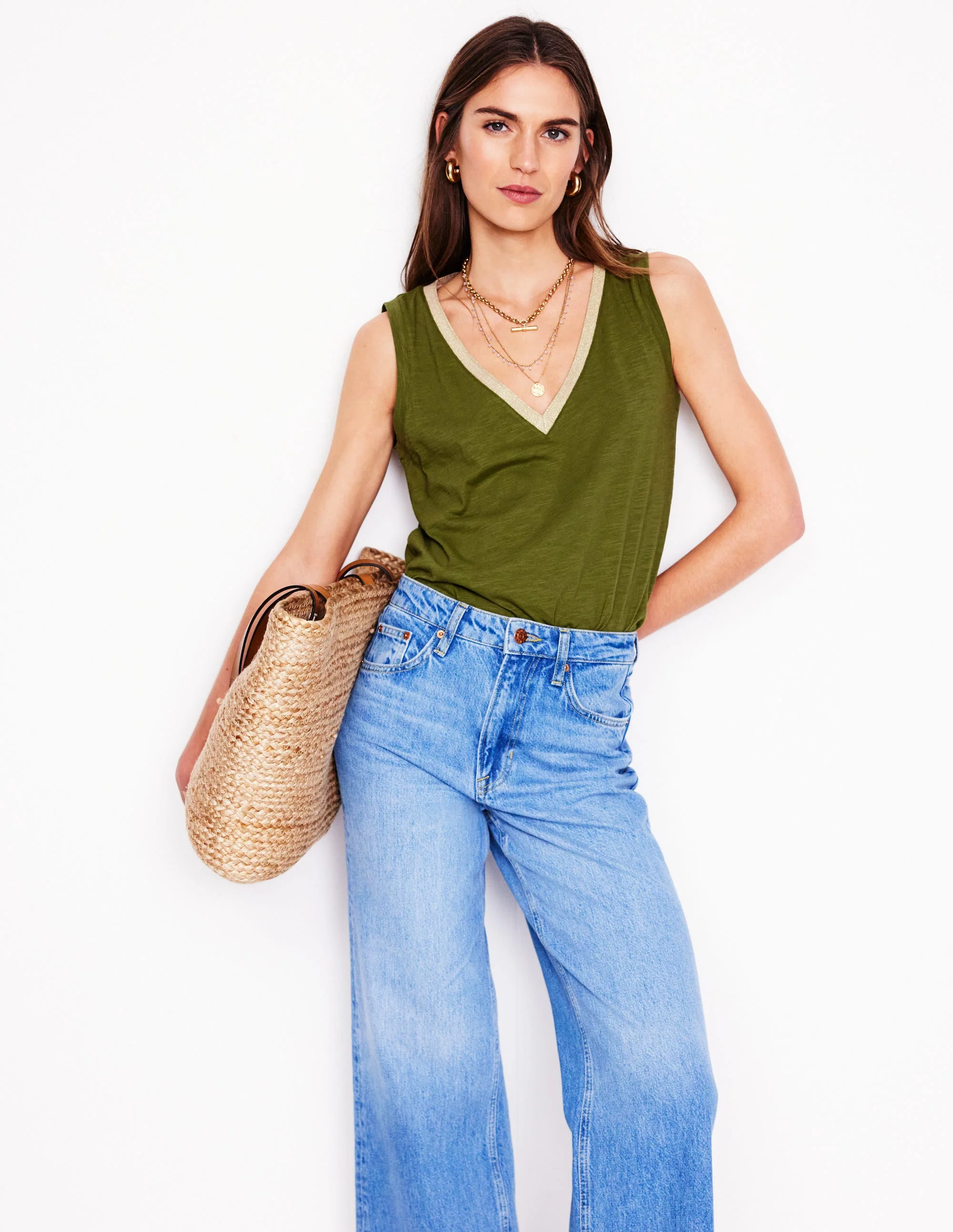 Top mit Metallic-Besatz und V-Ausschnitt-Eintagsfliege - Image 6