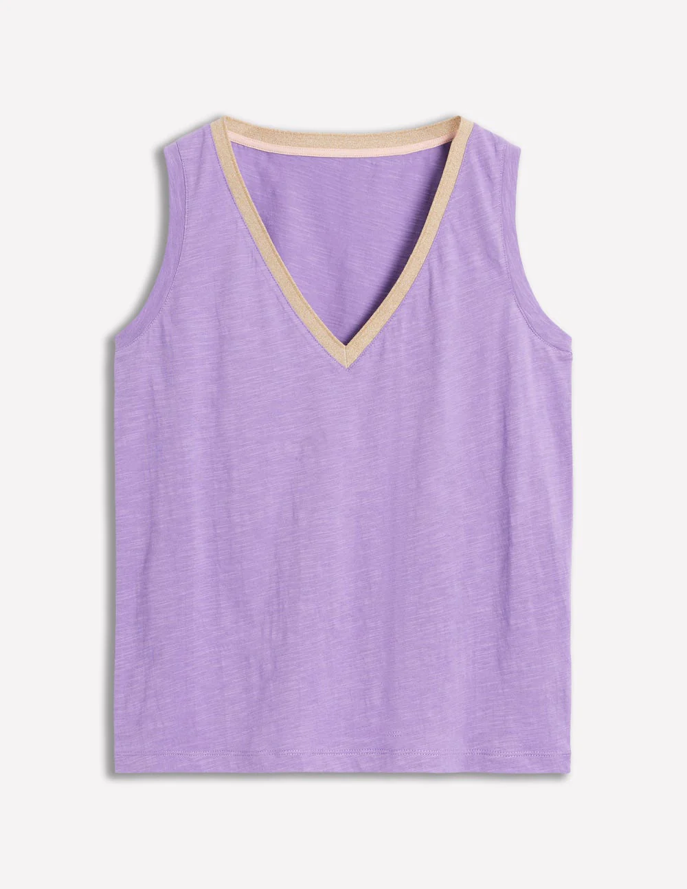 Top mit Metallic-Besatz und V-Ausschnitt-Hübsches Violett - Image 7