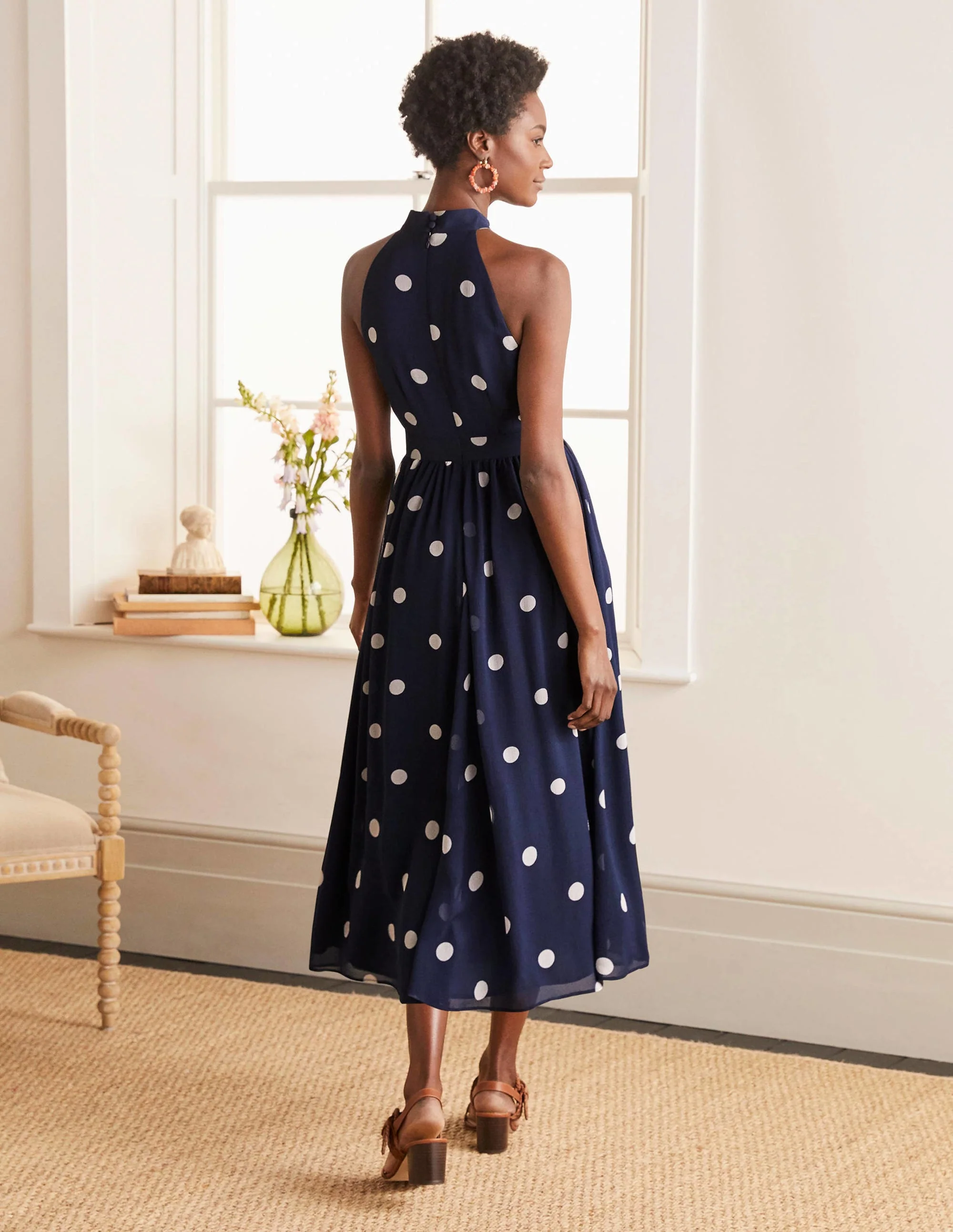 Tori Midikleid-Französisch Blau, Getupft - Image 3