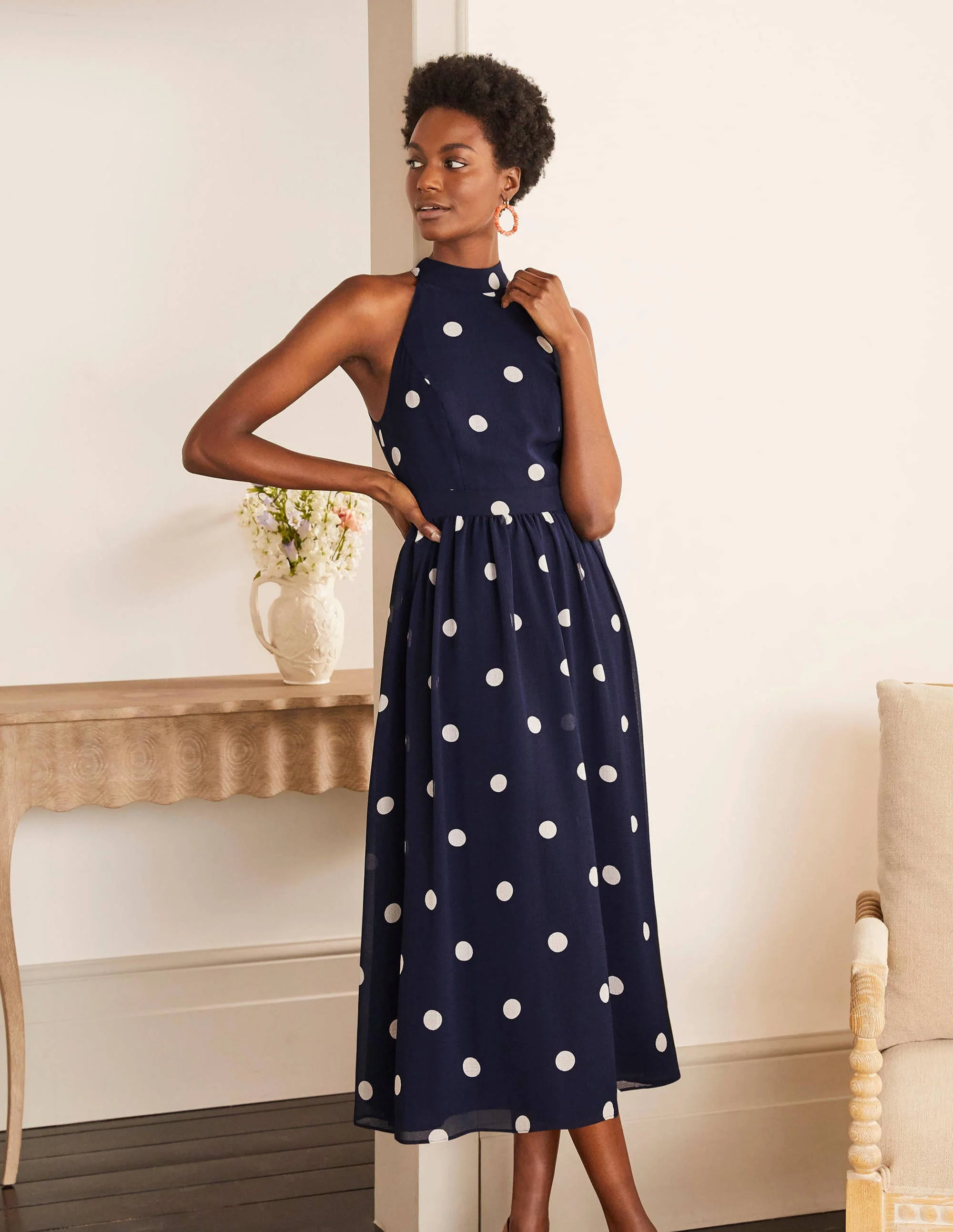 Tori Midikleid-Französisch Blau, Getupft - Image 5