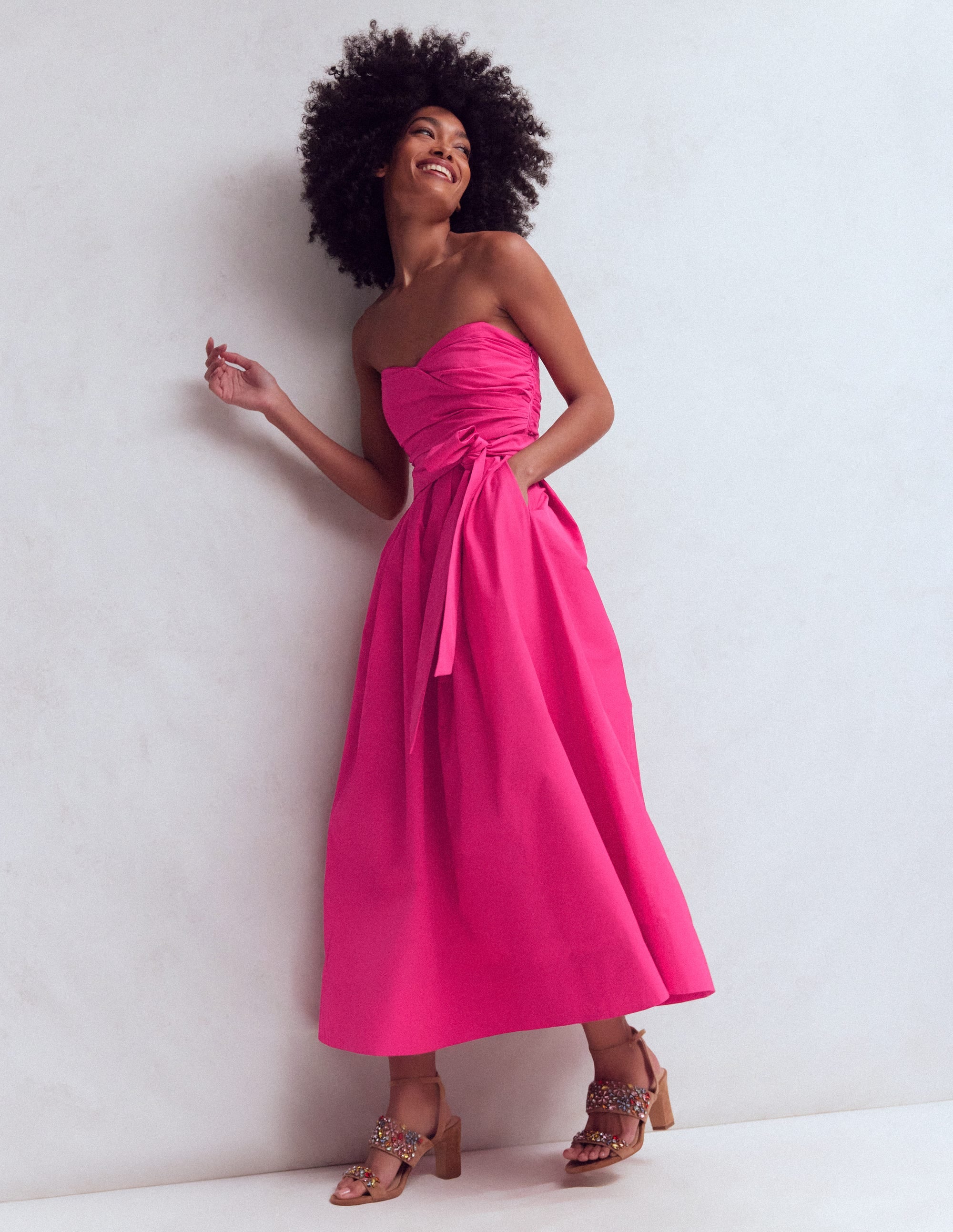 Trägerloses Taftkleid-Hellrosa - Image 2