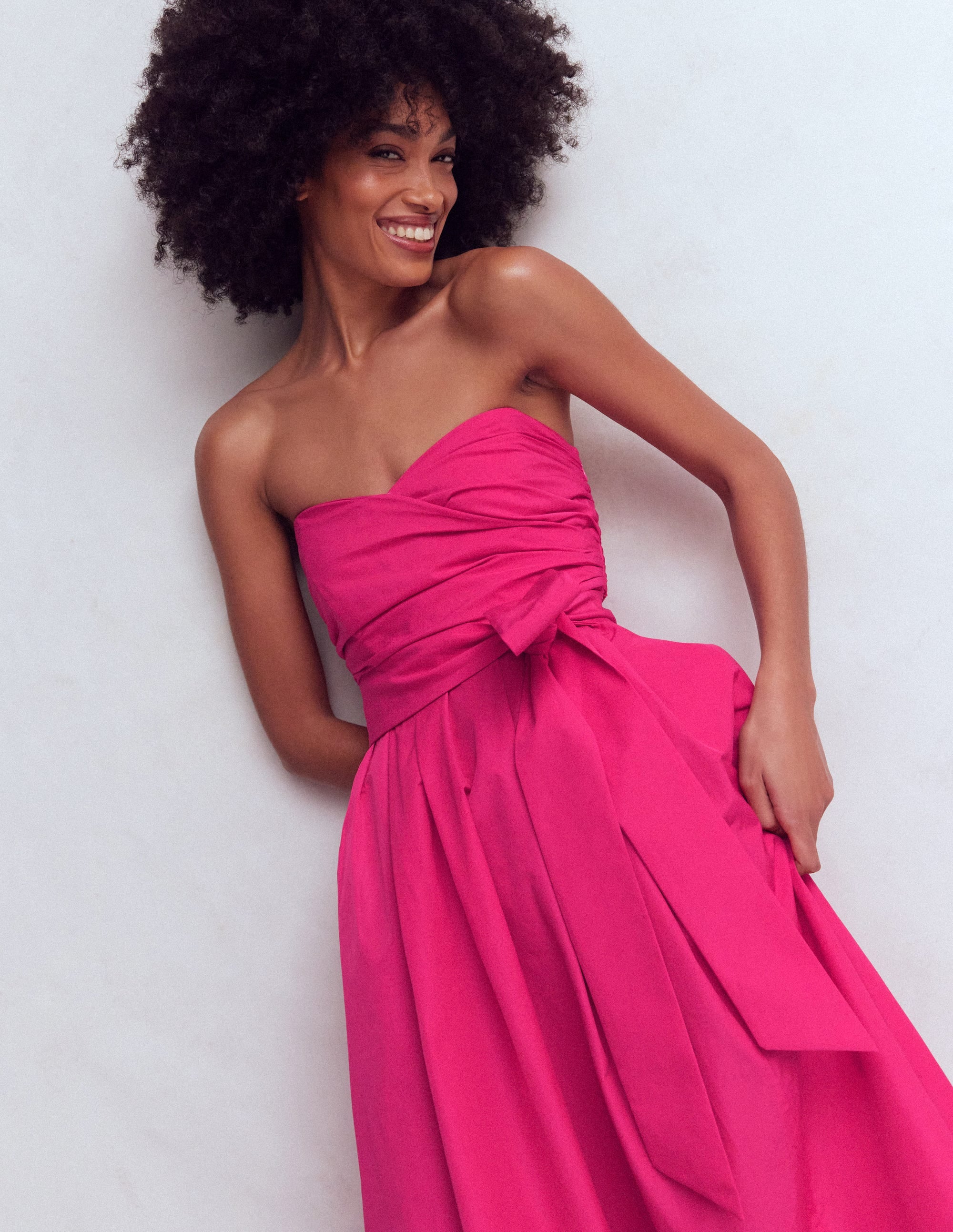 Trägerloses Taftkleid-Hellrosa - Image 3