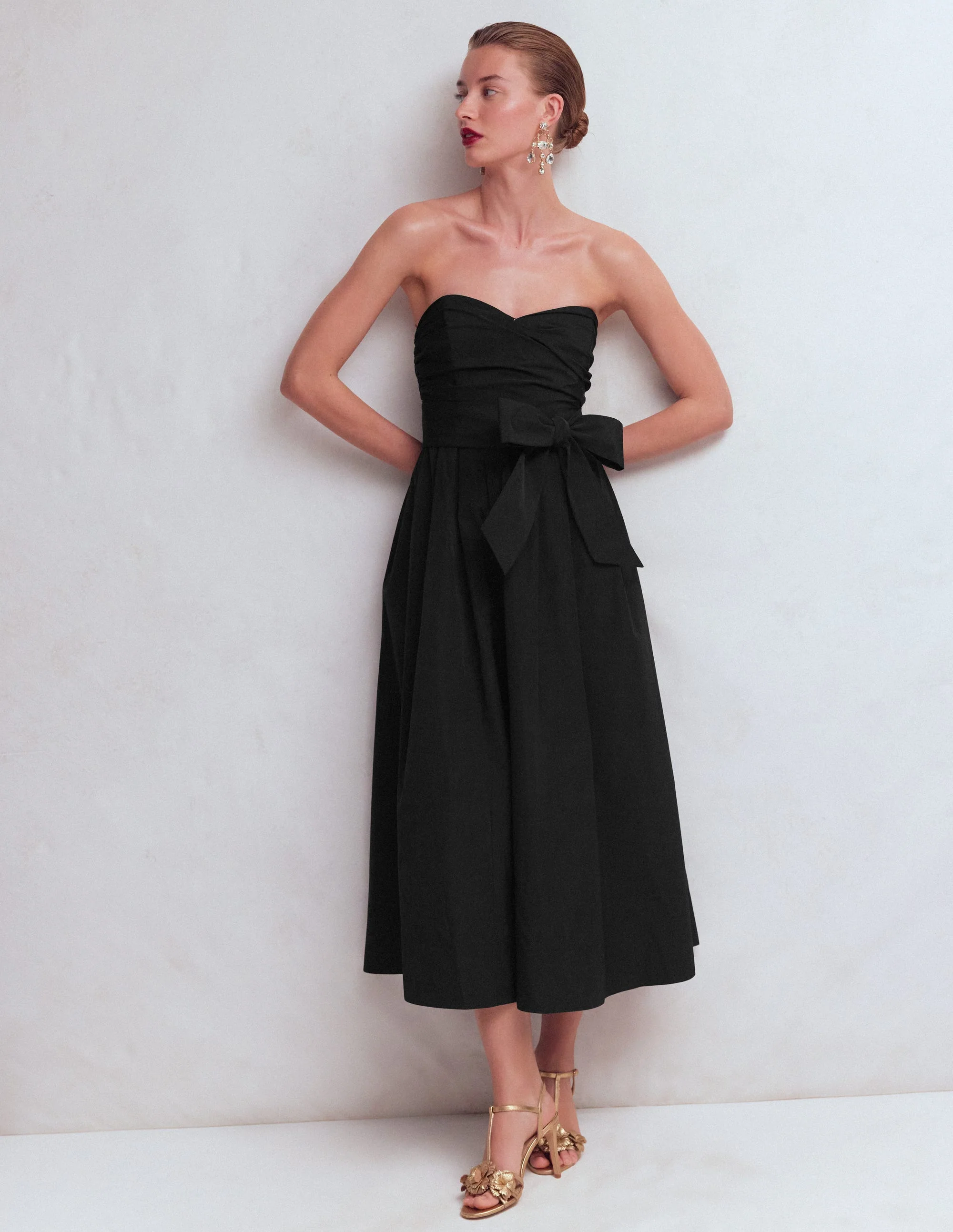 Trägerloses Taftkleid-Schwarz - Image 4