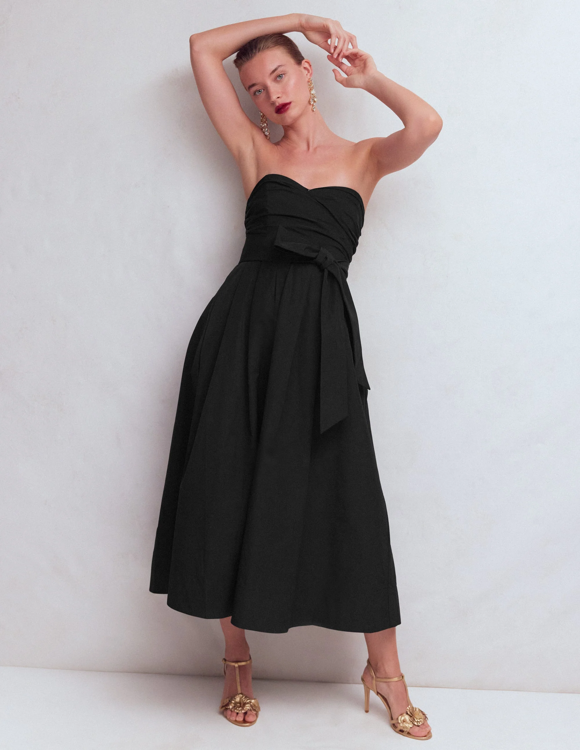 Trägerloses Taftkleid-Schwarz - Image 5