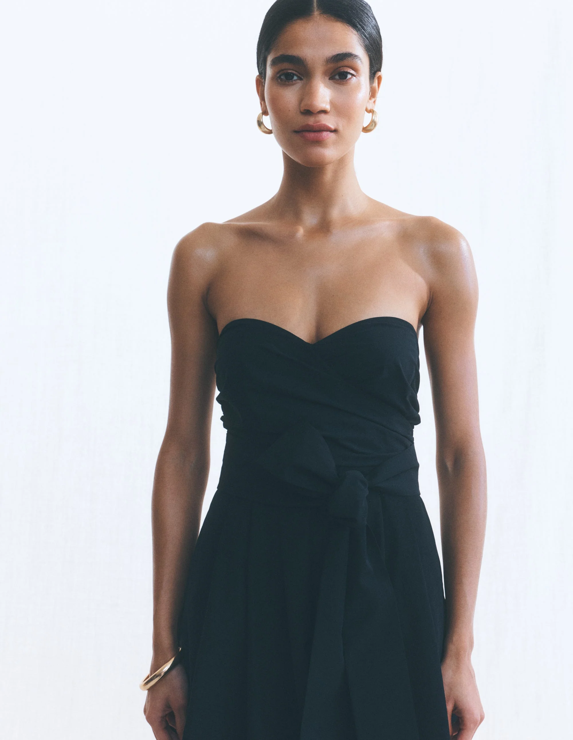 Trägerloses Taftkleid-Schwarz - Image 7