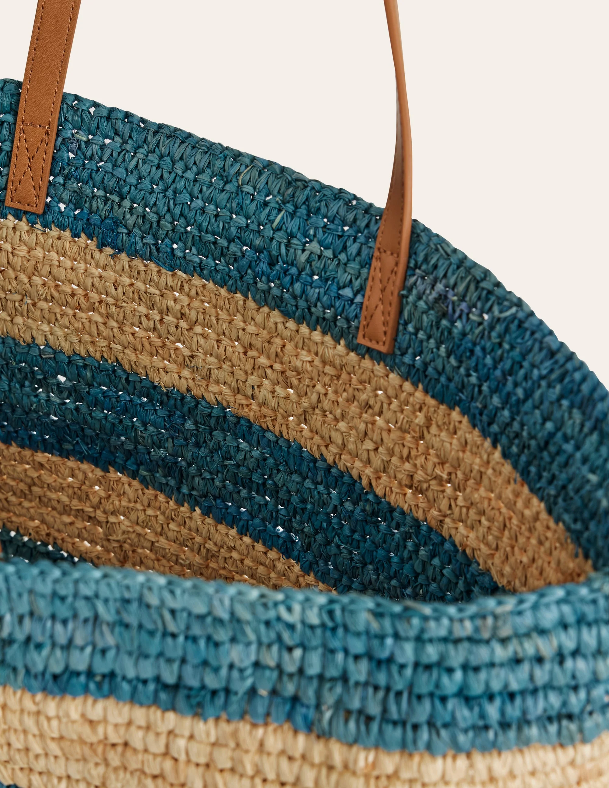Tragetasche aus Bast-Blau mit Streifen - Image 4