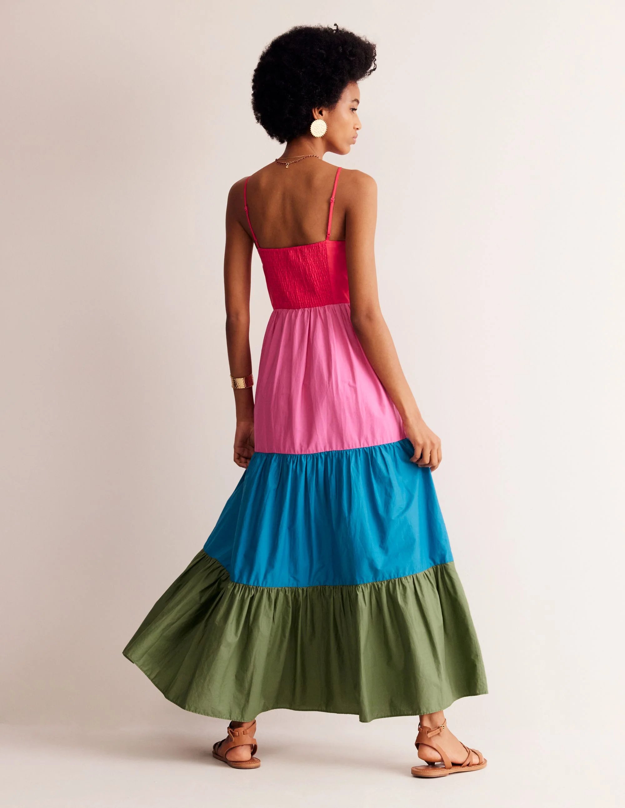 Trapez-Maxikleid aus Baumwolle-Blockfarben - Image 3