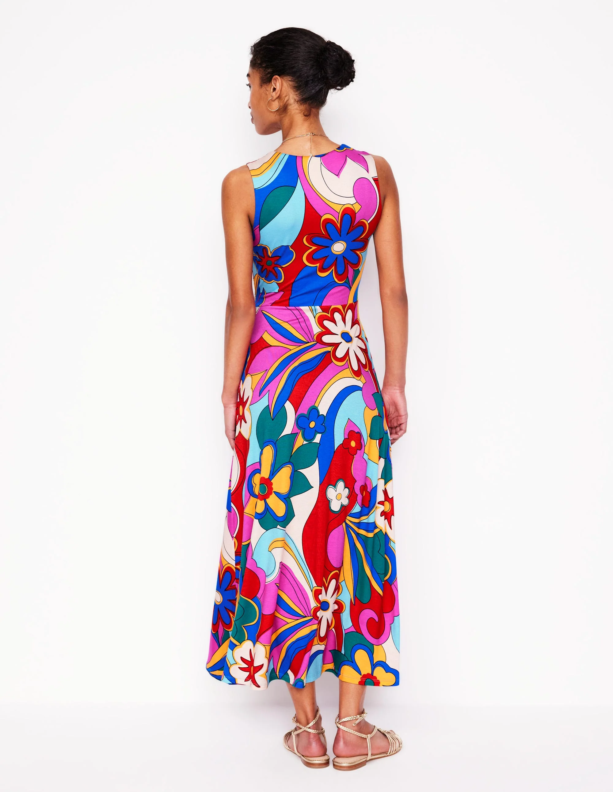 Trapezkleid mit befestigtem Bindegürtel-Bunt, Blühender Pepp - Image 4